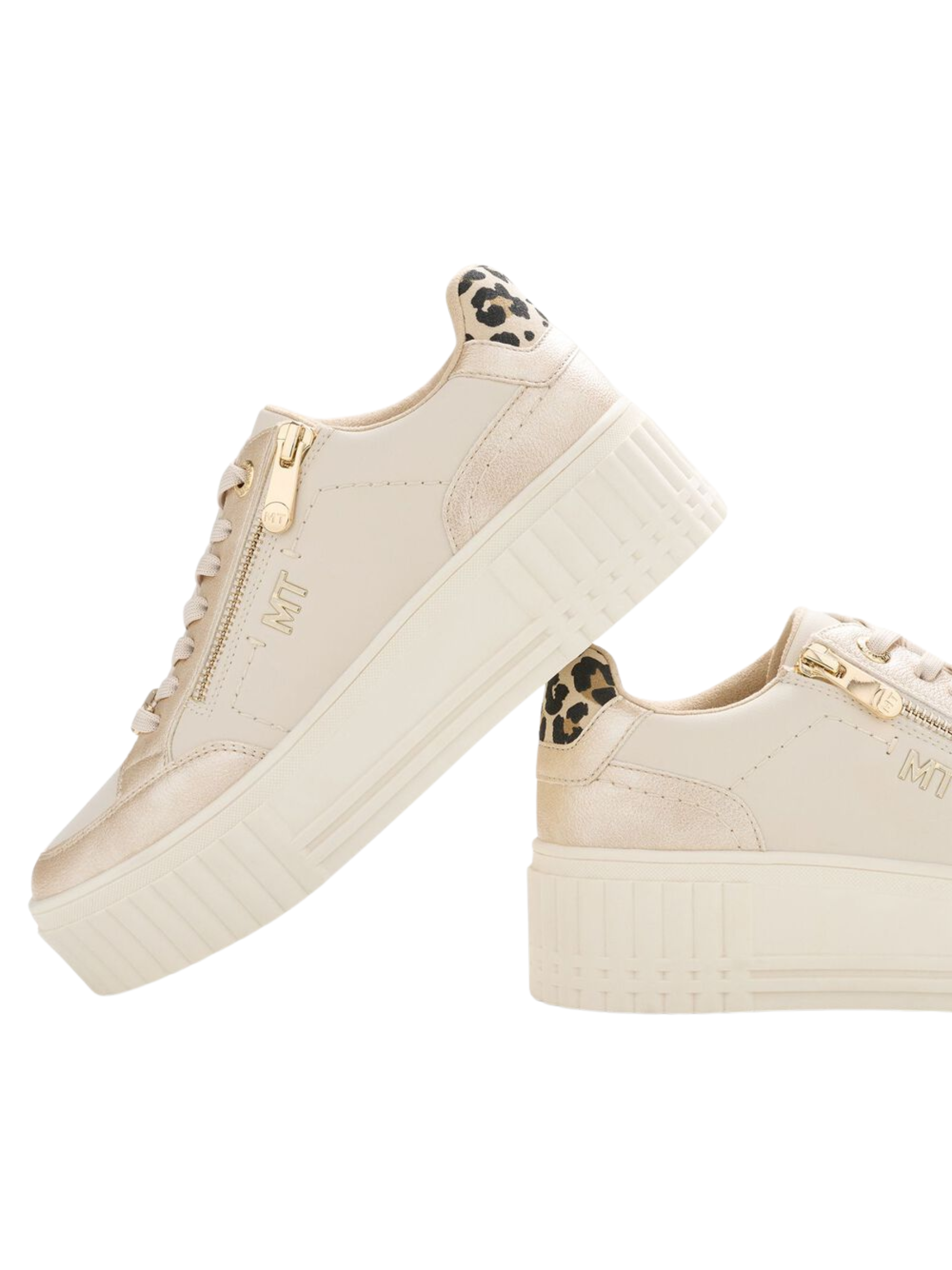 Marco Tozzi 23728 403 cream comb women's platform trainers with zip and lace fastening cream casual trainers.