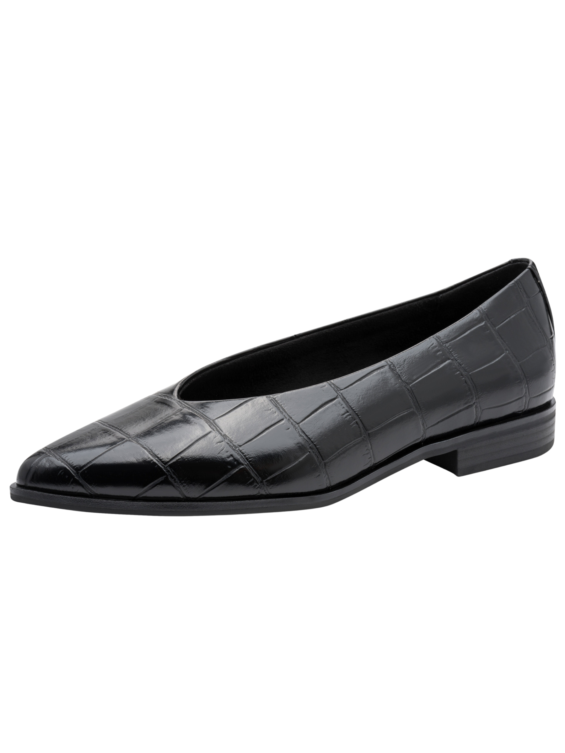 Marco Tozzi 22124 069 Black Croco Shoe pointed flat shoe with croco-effect finish and low heel