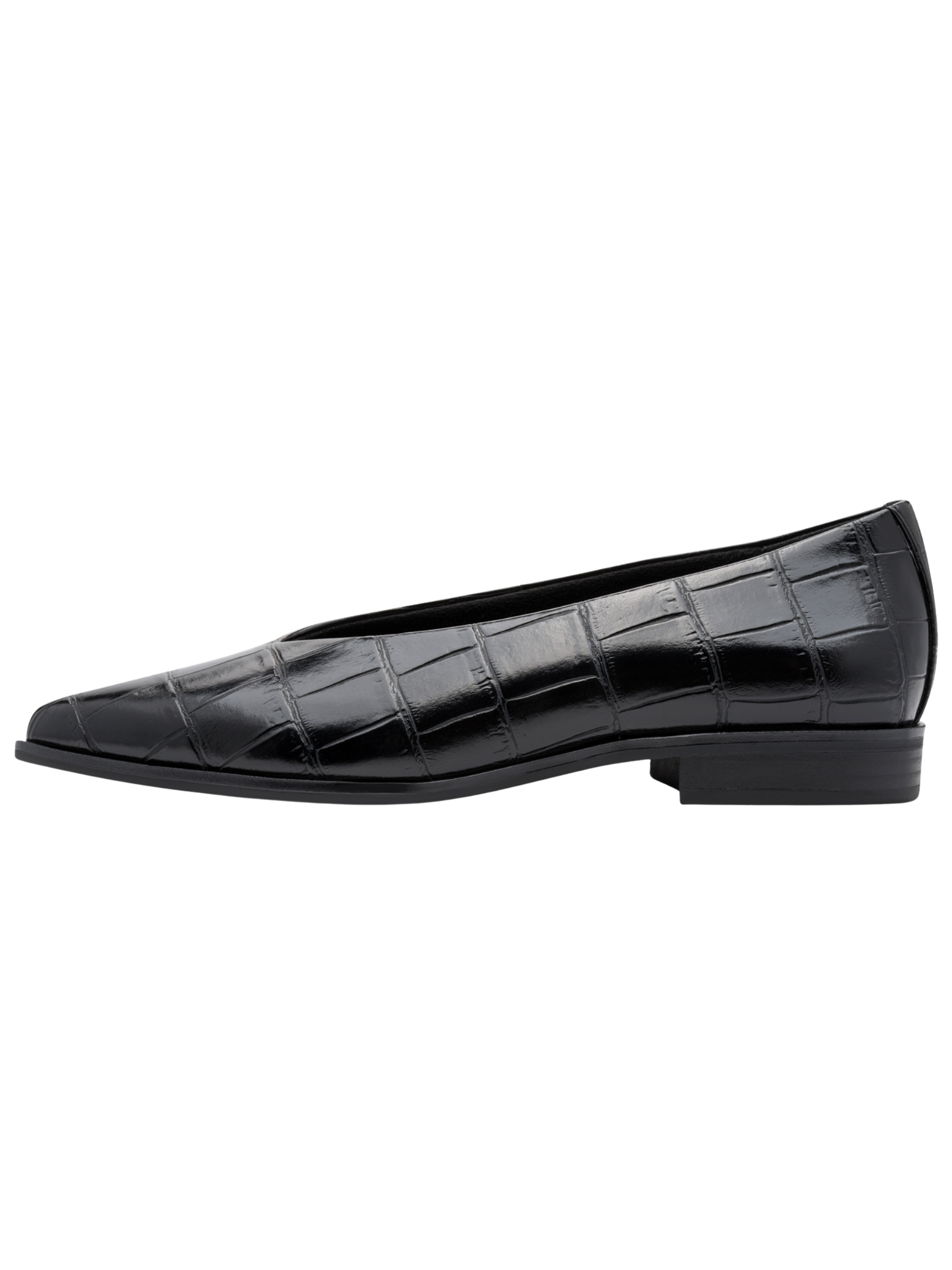 Marco Tozzi 22124 069 Black Croco Shoe pointed flat shoe with croco-effect finish and low heel