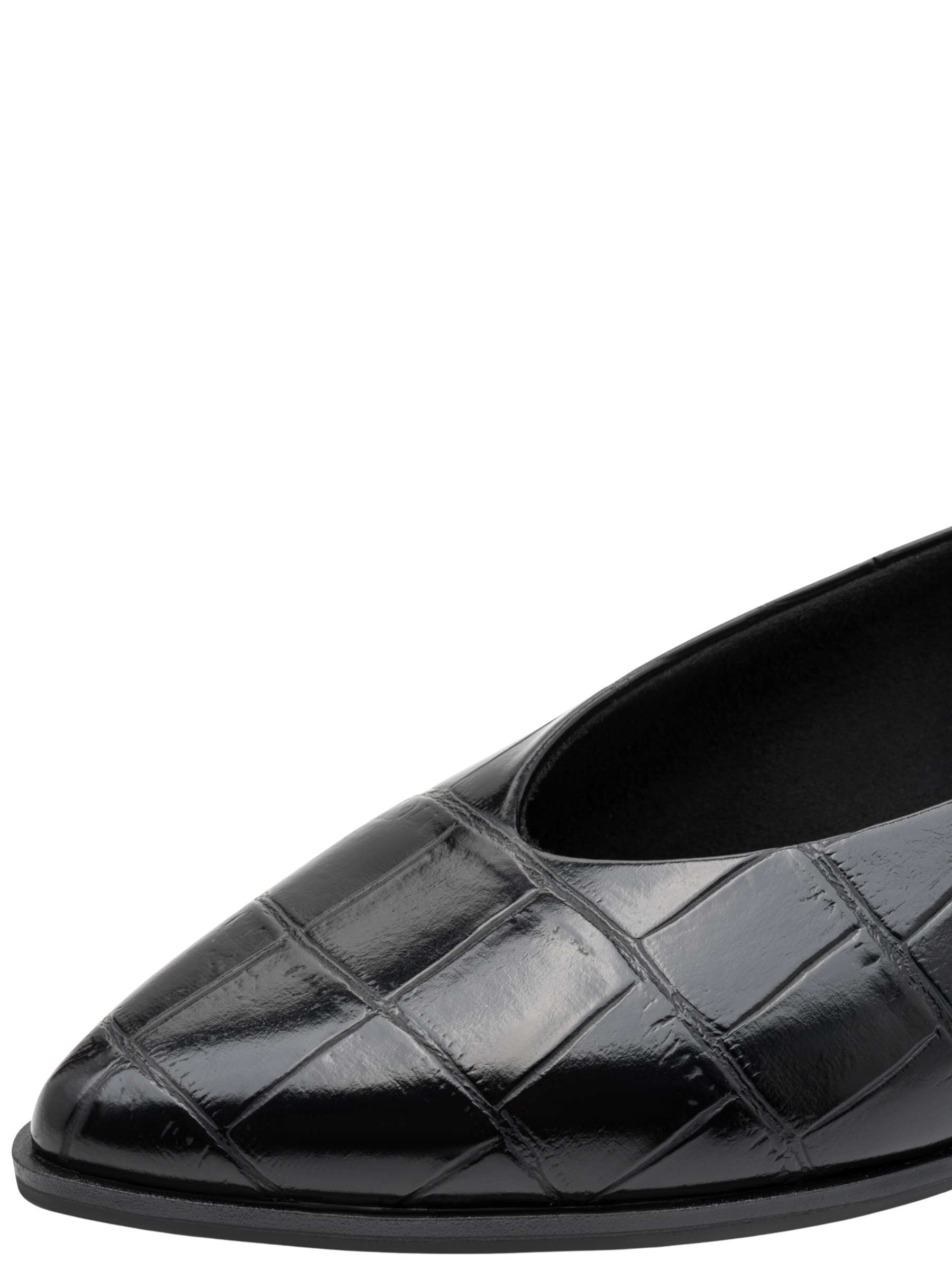 Marco Tozzi 22124 069 Black Croco Shoe pointed flat shoe with croco-effect finish and low heel