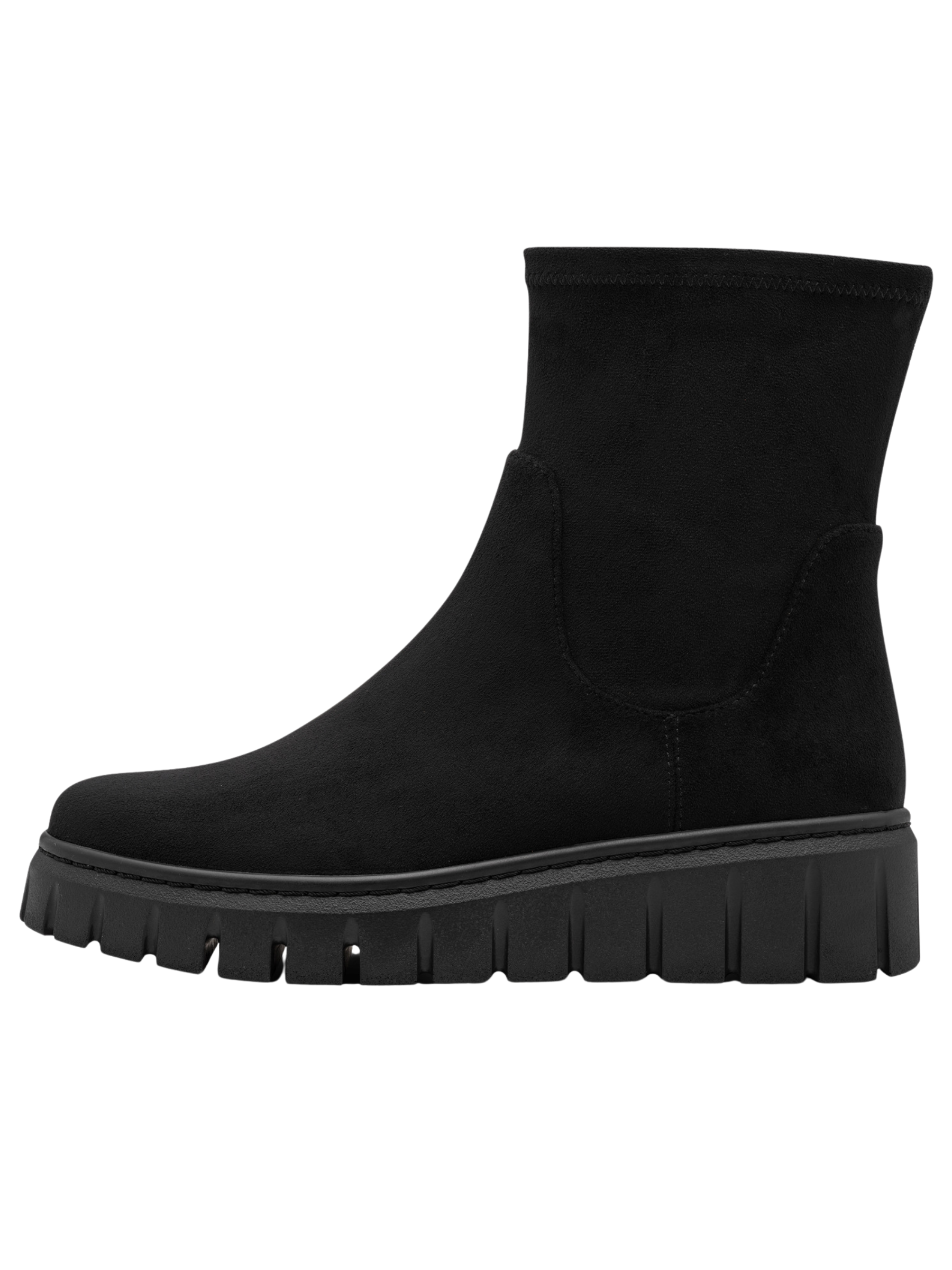 Marco Tozzi 25473 011 Black Boot textile ankle boot with chunky sole, side zip fastening and 45mm heel