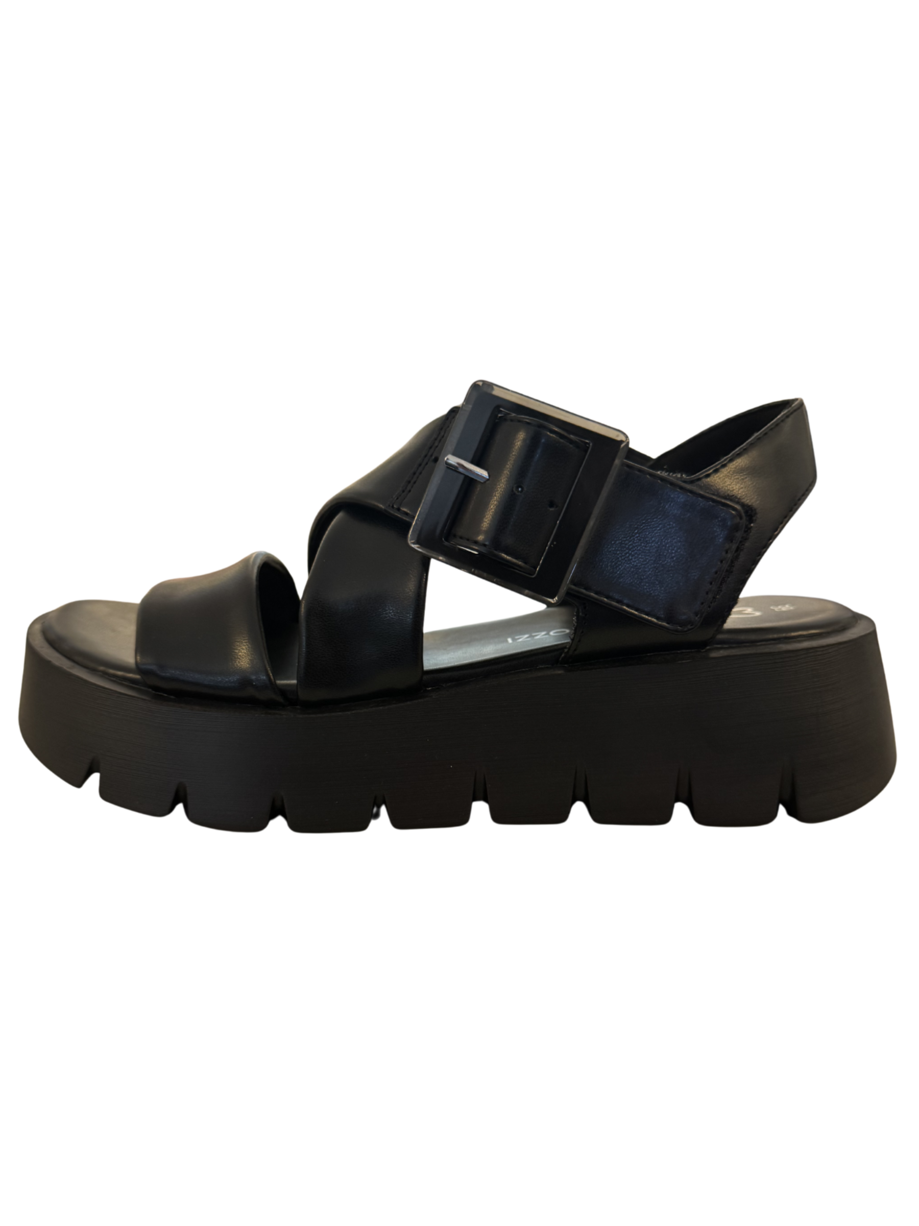 Marco Tozzi 28525 001 Black Sandals with crossover straps and ankle fastening.