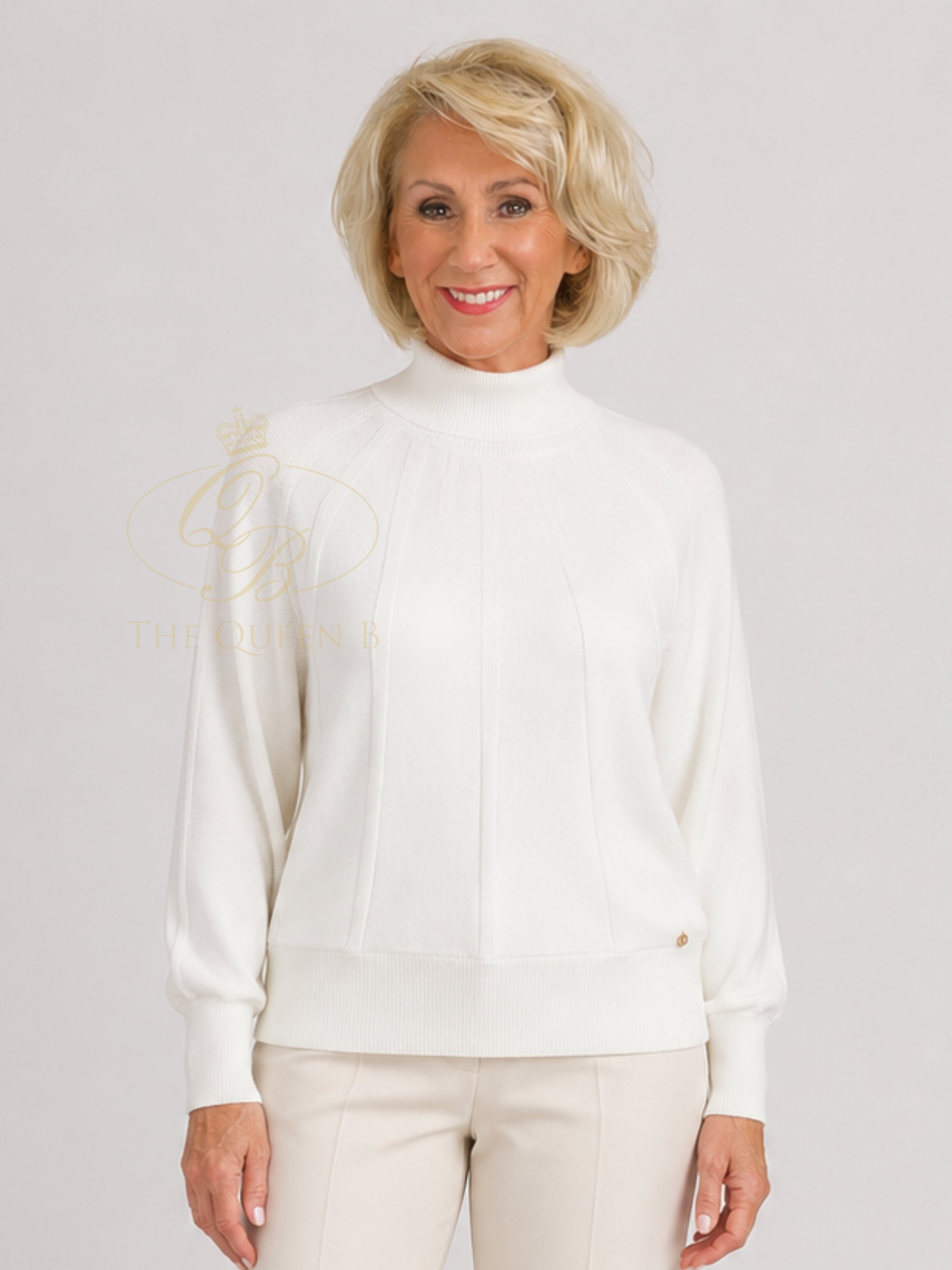 Micha 157 Jumper with high neckline, long sleeves, ribbed hem and subtle front seam detail