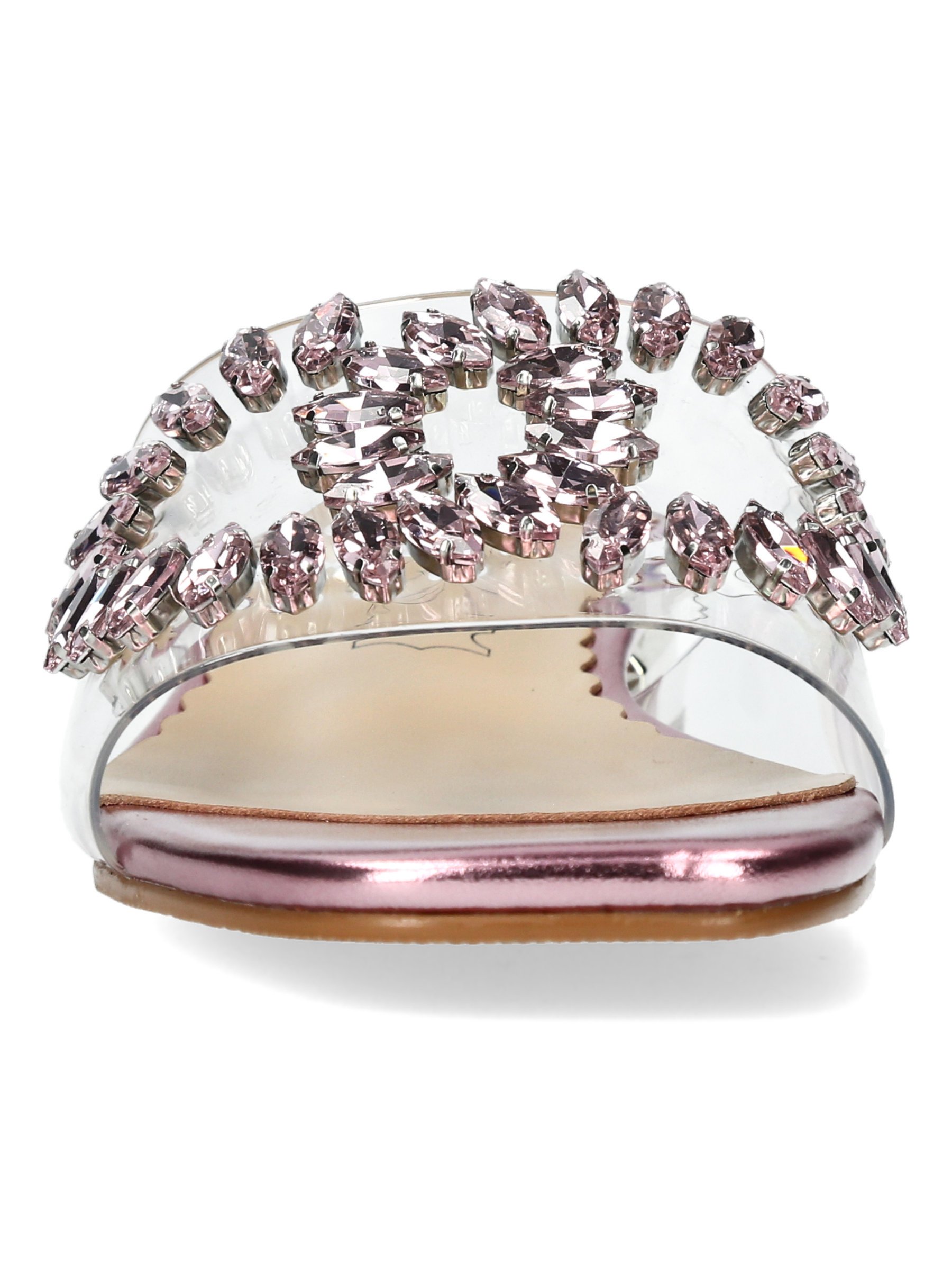 Misstyl Maxine 49 Pink Shoes with clear upper and crystal embellishment.