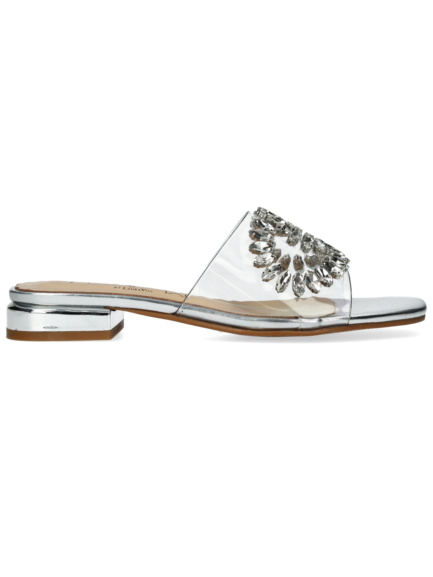 Misstyl Maxine 49 Silver Shoes with clear upper and crystal embellishment.