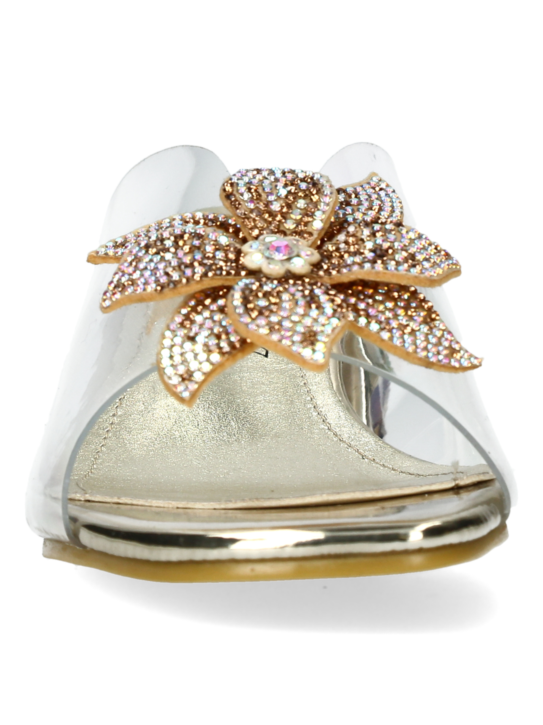 Misstyl Mily 20 Gold Shoes with clear upper and crystal embellishment.