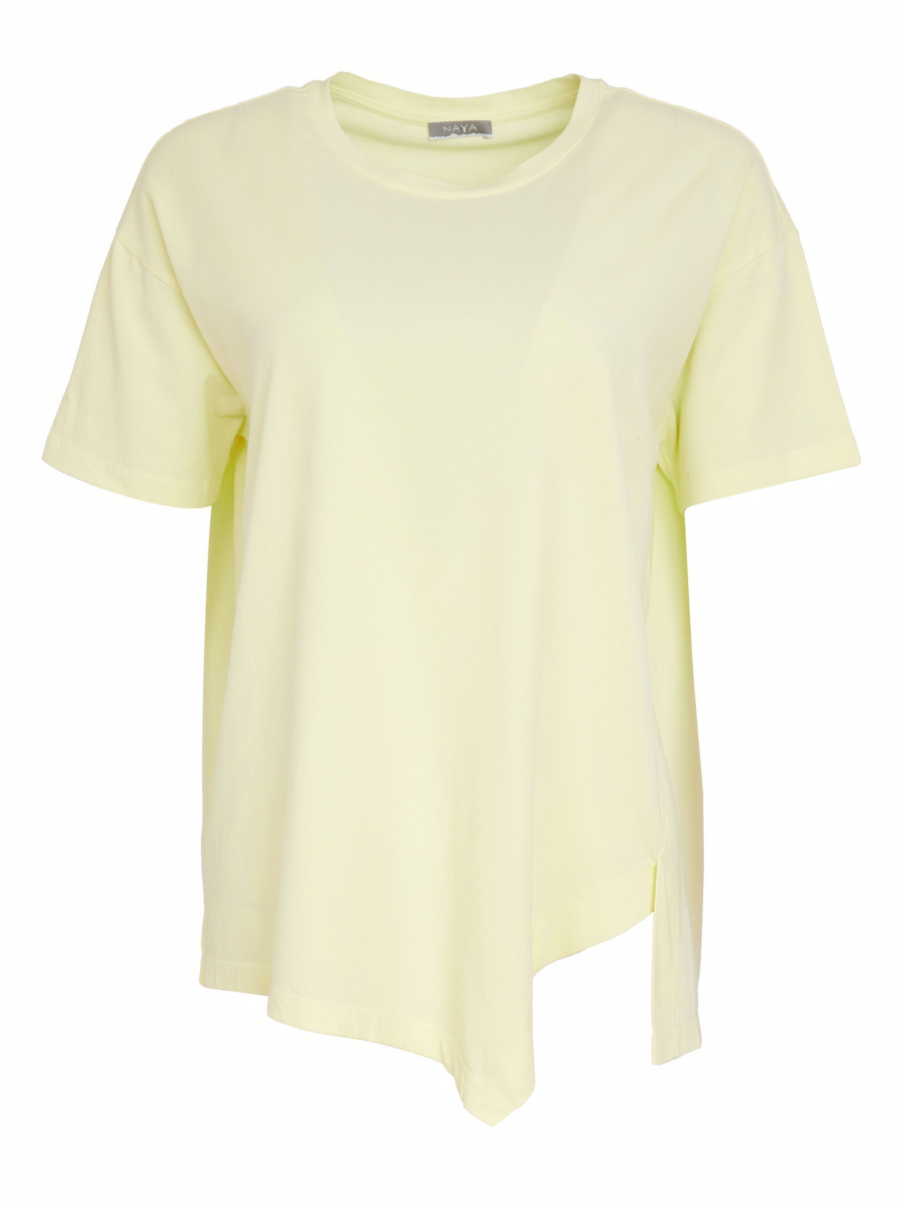 Naya NAS26 112 Cut Out Detail Jersey Top featuring soft cotton stretch fabric, round neckline and asymmetric cut-out hem.