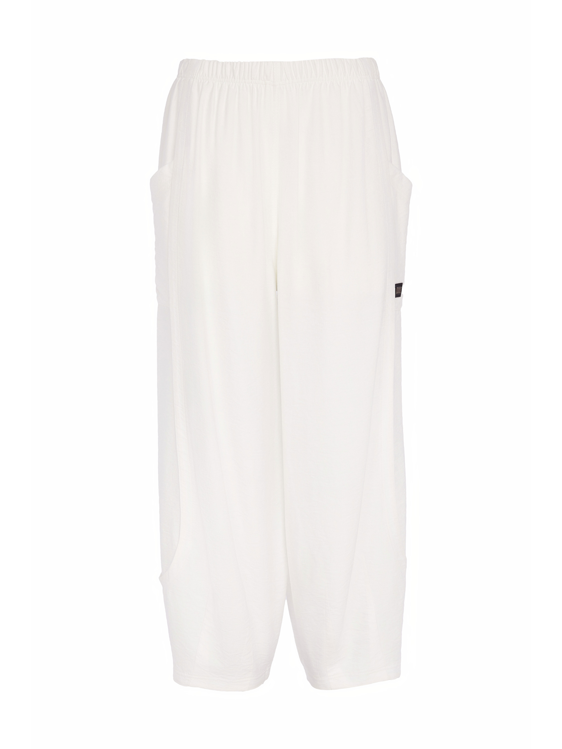 Naya NAS26 153 Soft Pull Up Trousers featuring elasticated waistband, relaxed leg shape and fluid viscose-blend fabric.