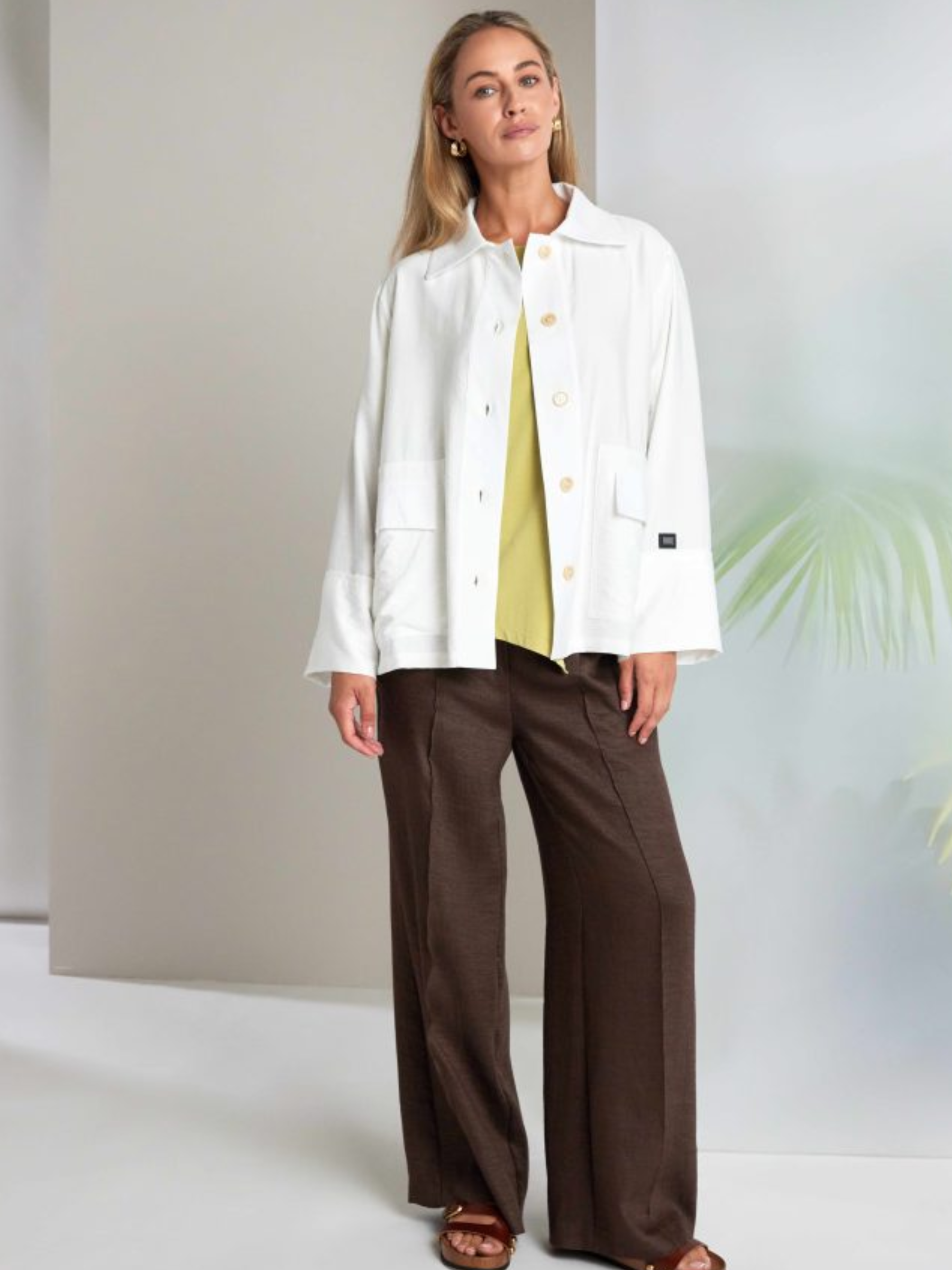 Naya NAS26 156 Button Through Jacket featuring relaxed fit, button front fastening and soft viscose-blend fabric.