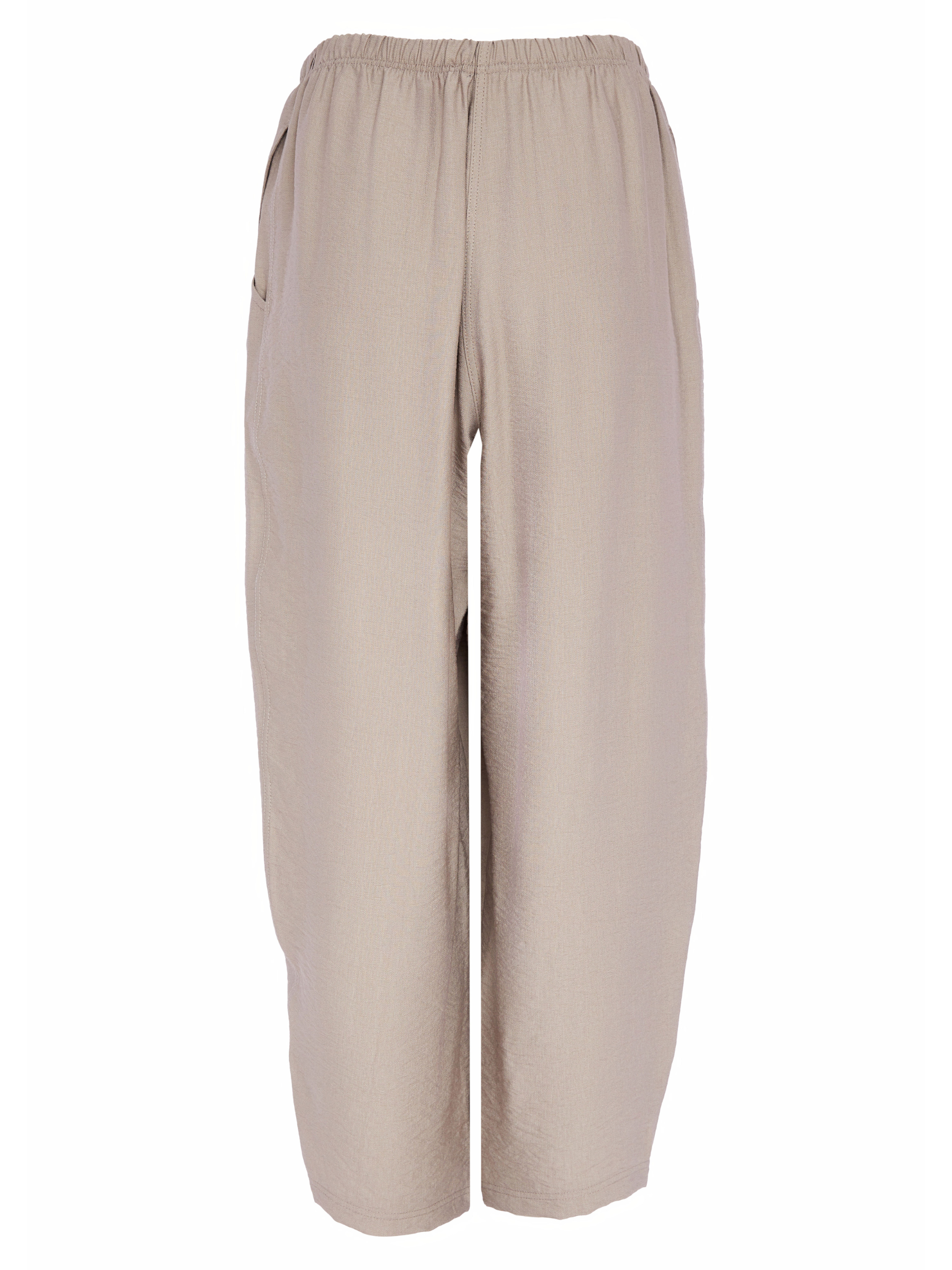 Naya NAS26 158 Curved Hem Trousers featuring elasticated waist, relaxed leg shape and curved split hem in a soft rayon-blend fabric.