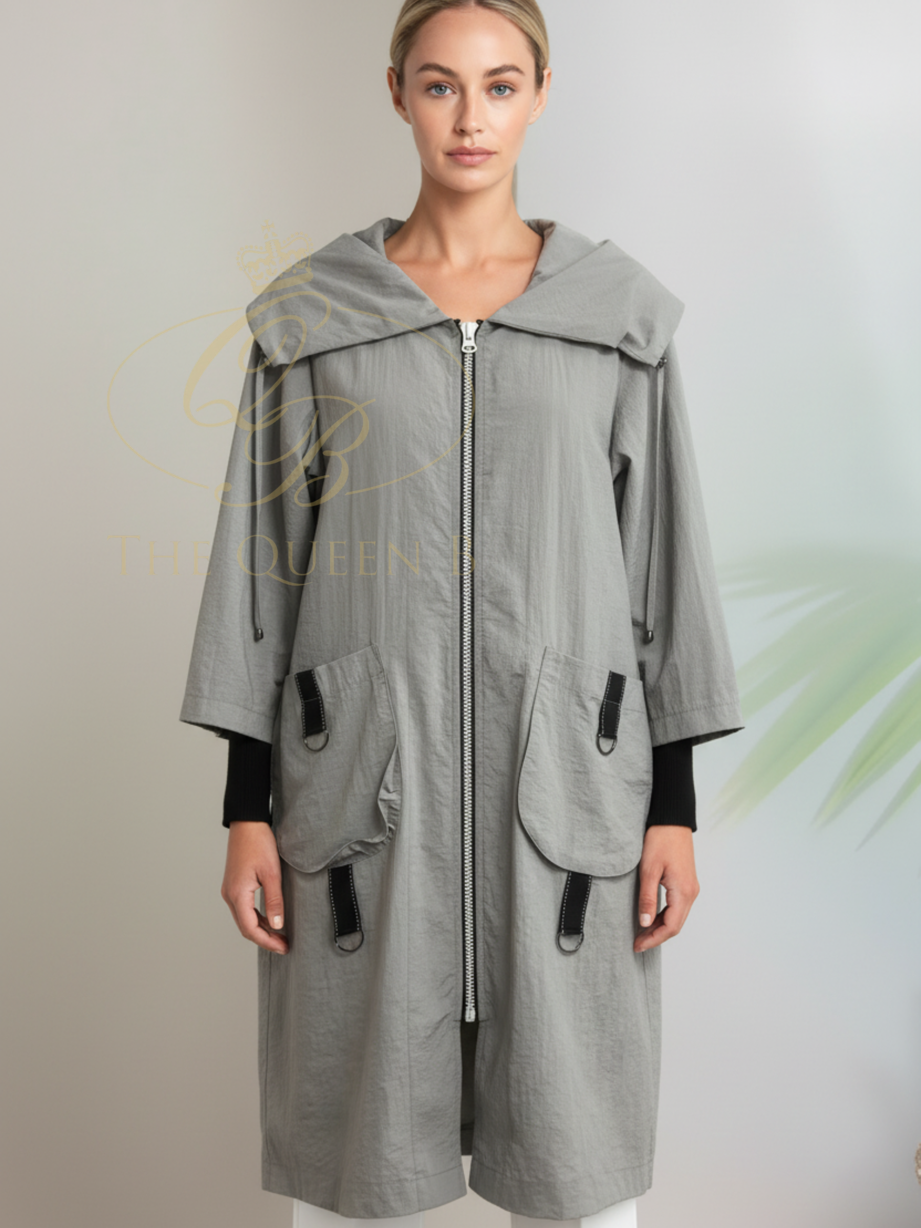 Naya NAS26 170 Hooded Coat featuring a longline silhouette, zip-through front and integrated hood.