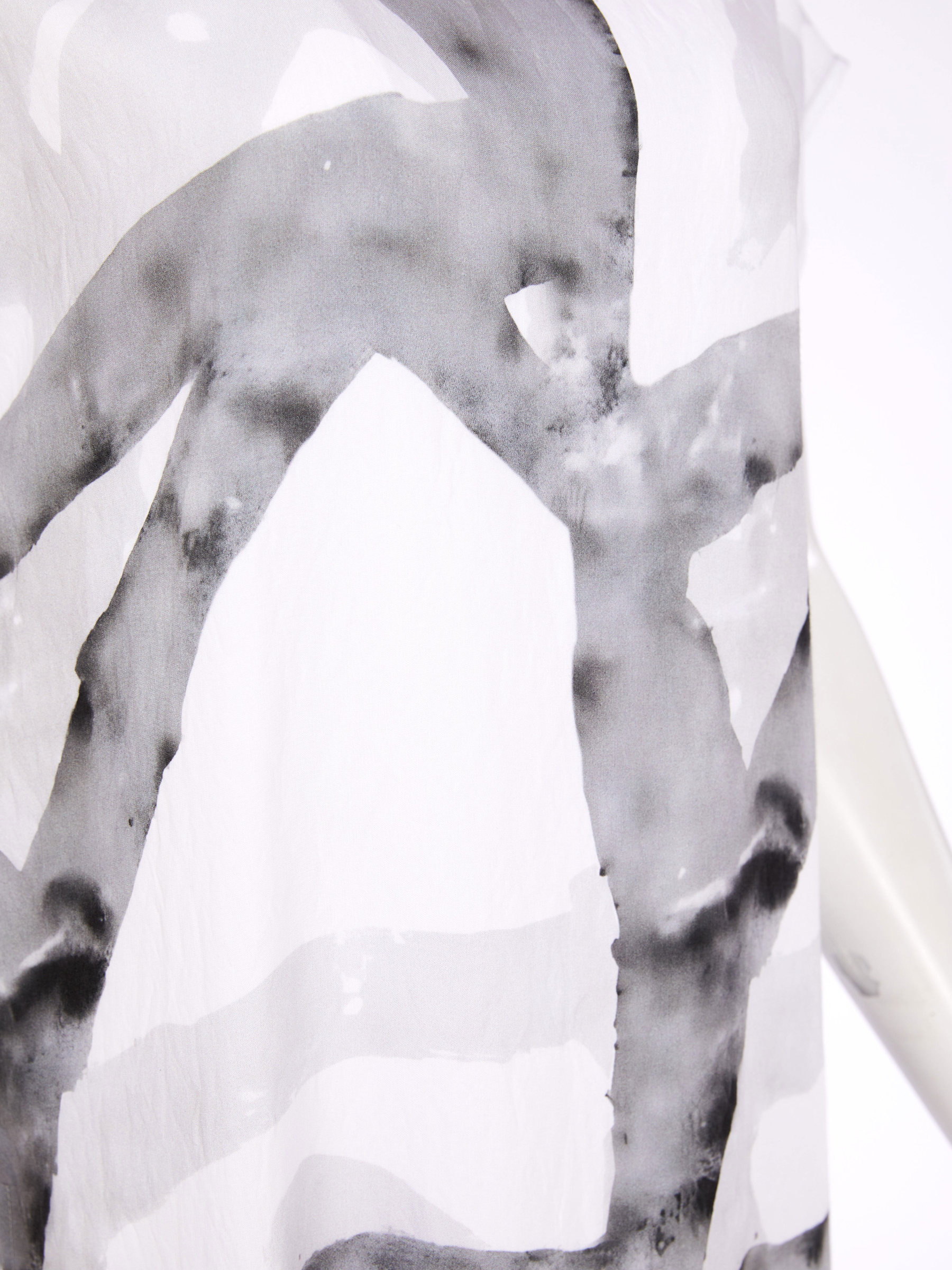 Naya NAS26 313 marbled ribbon print round neck dress with relaxed fit and contemporary silhouette.