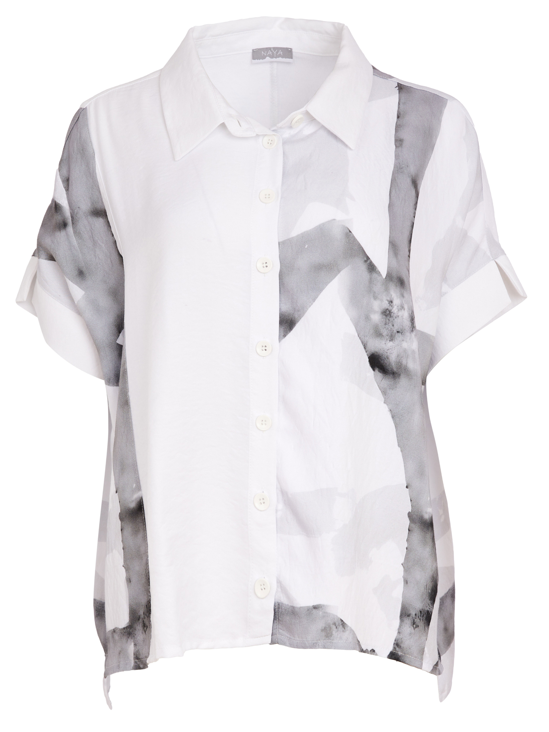 Naya NAS26 315 marbled ribbon print shirt with relaxed fit and contemporary silhouette.