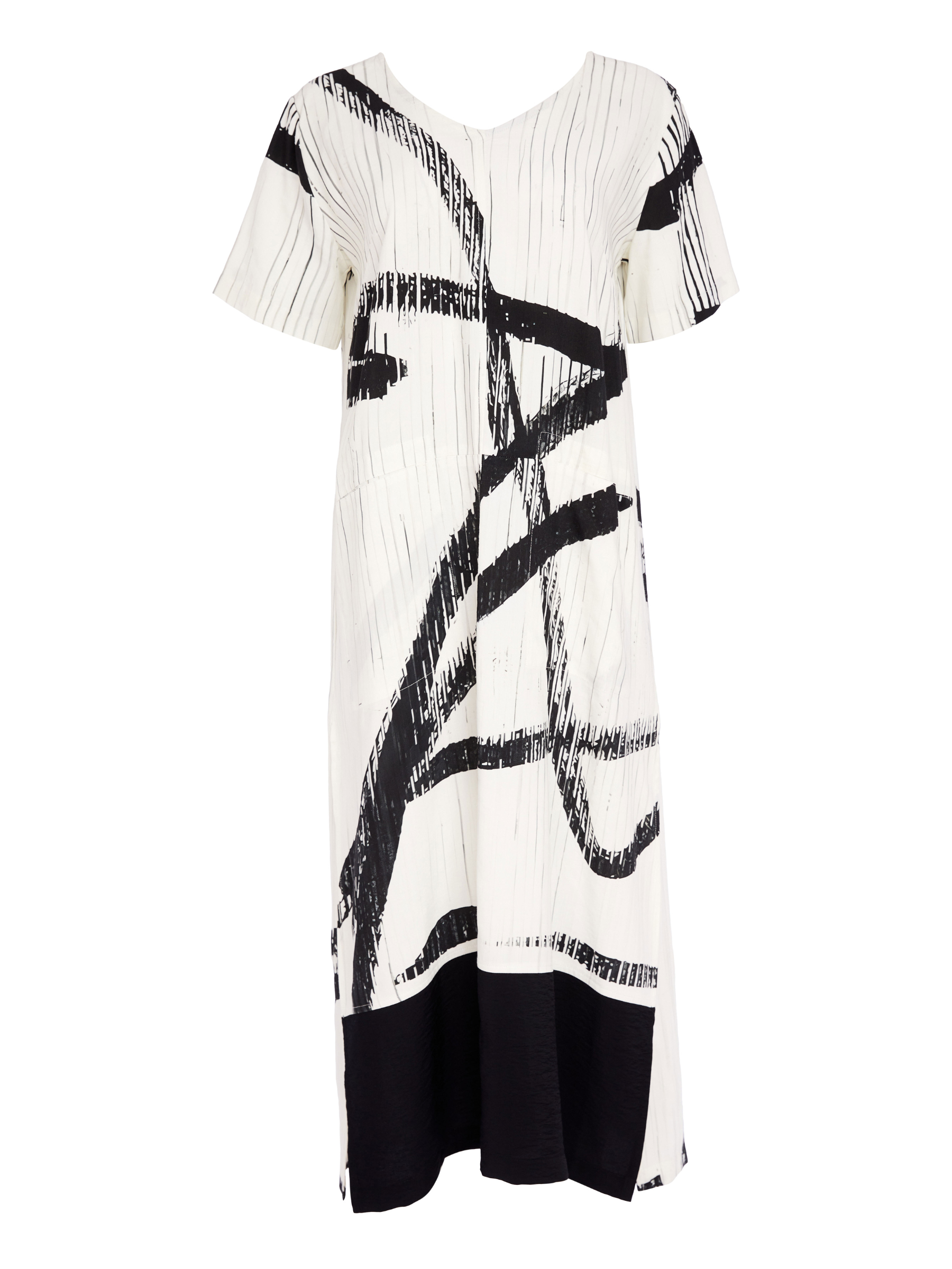 Naya NAS26 320 brush stroke print dress with relaxed fit and contemporary silhouette.
