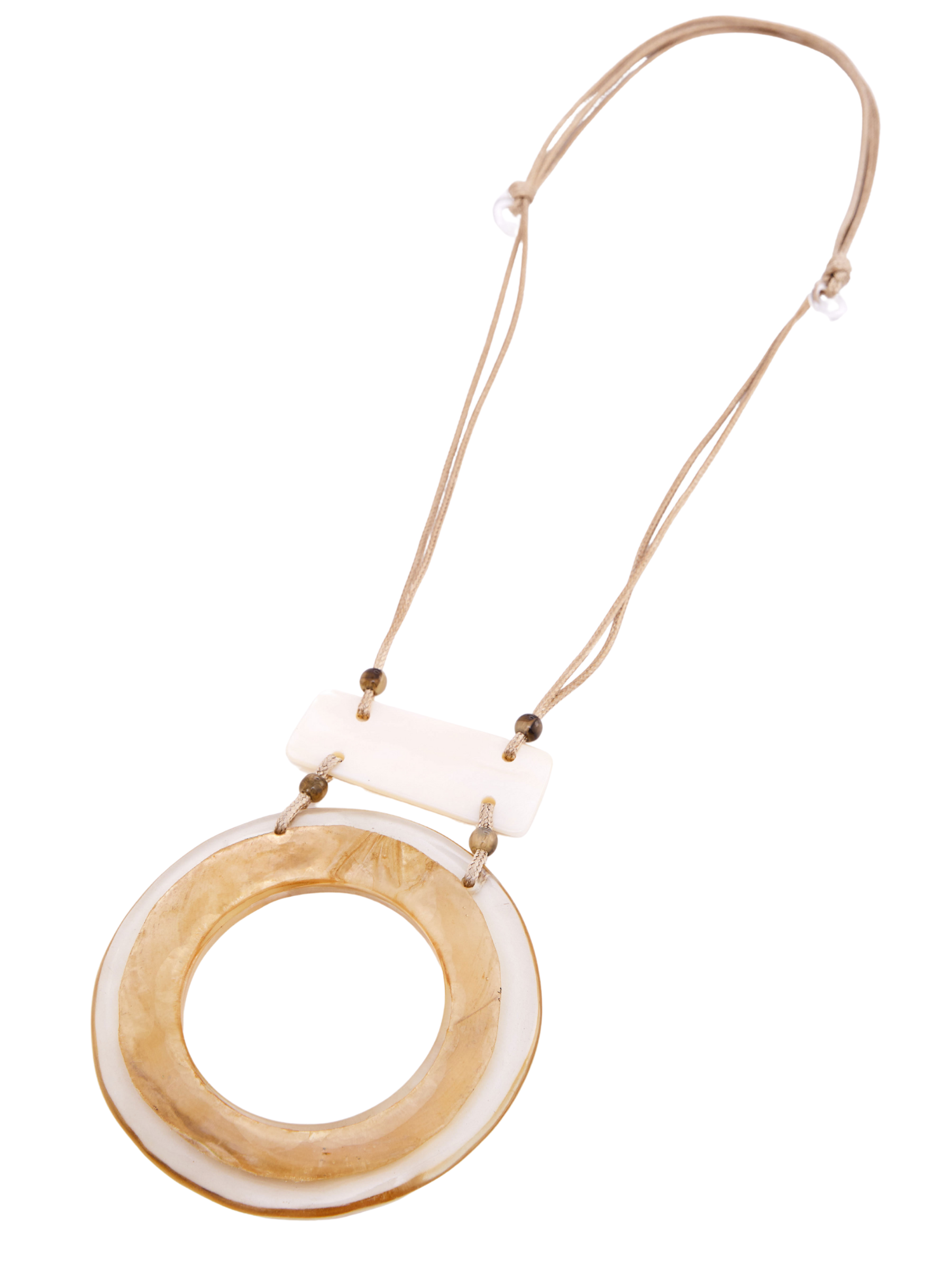 Naya NAS26 360 brushed gold circle necklace with adjustable cord and statement pendant.