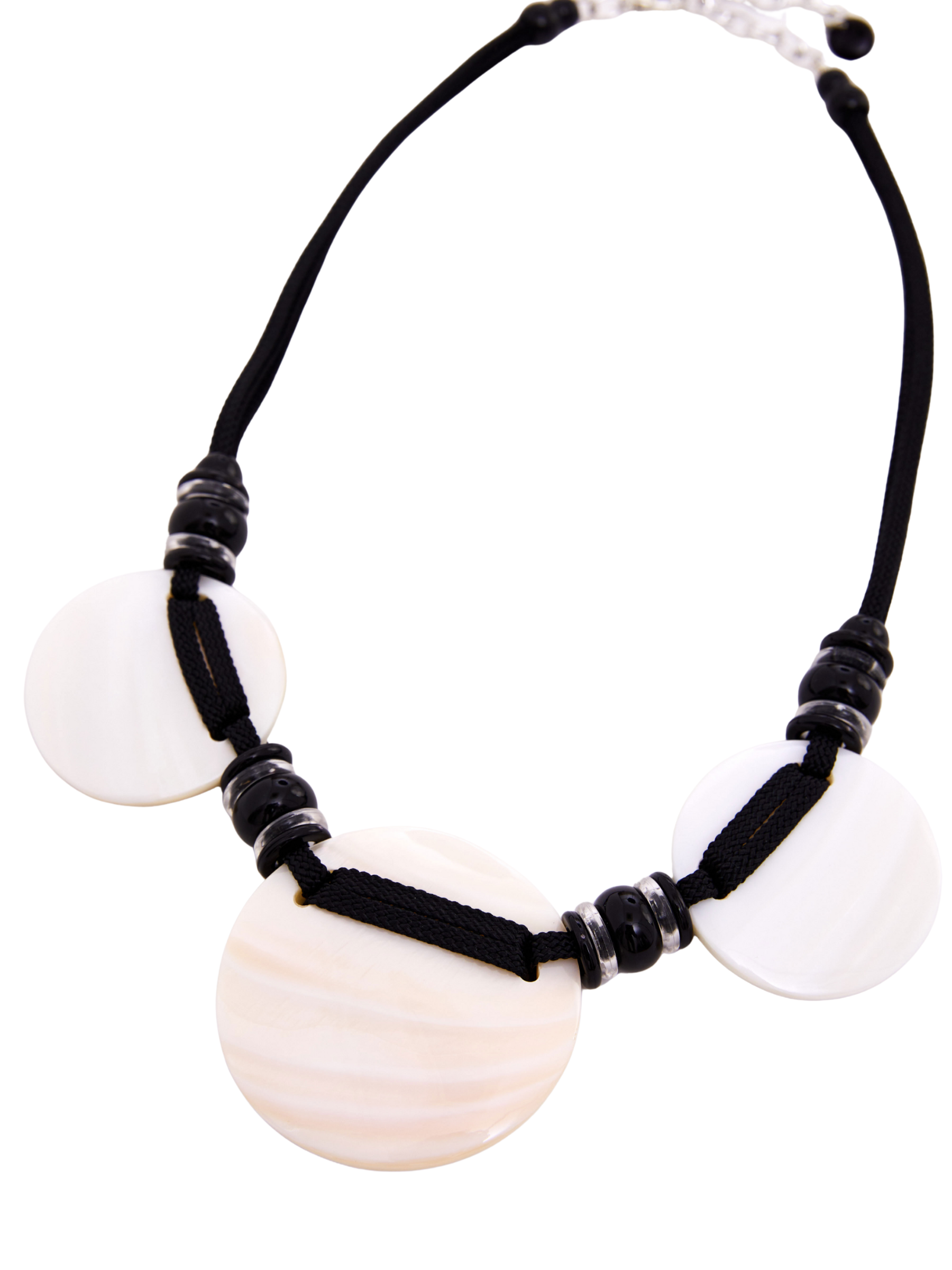 Naya NAS26 364 shell disc statement necklace with contemporary design and adjustable cord.