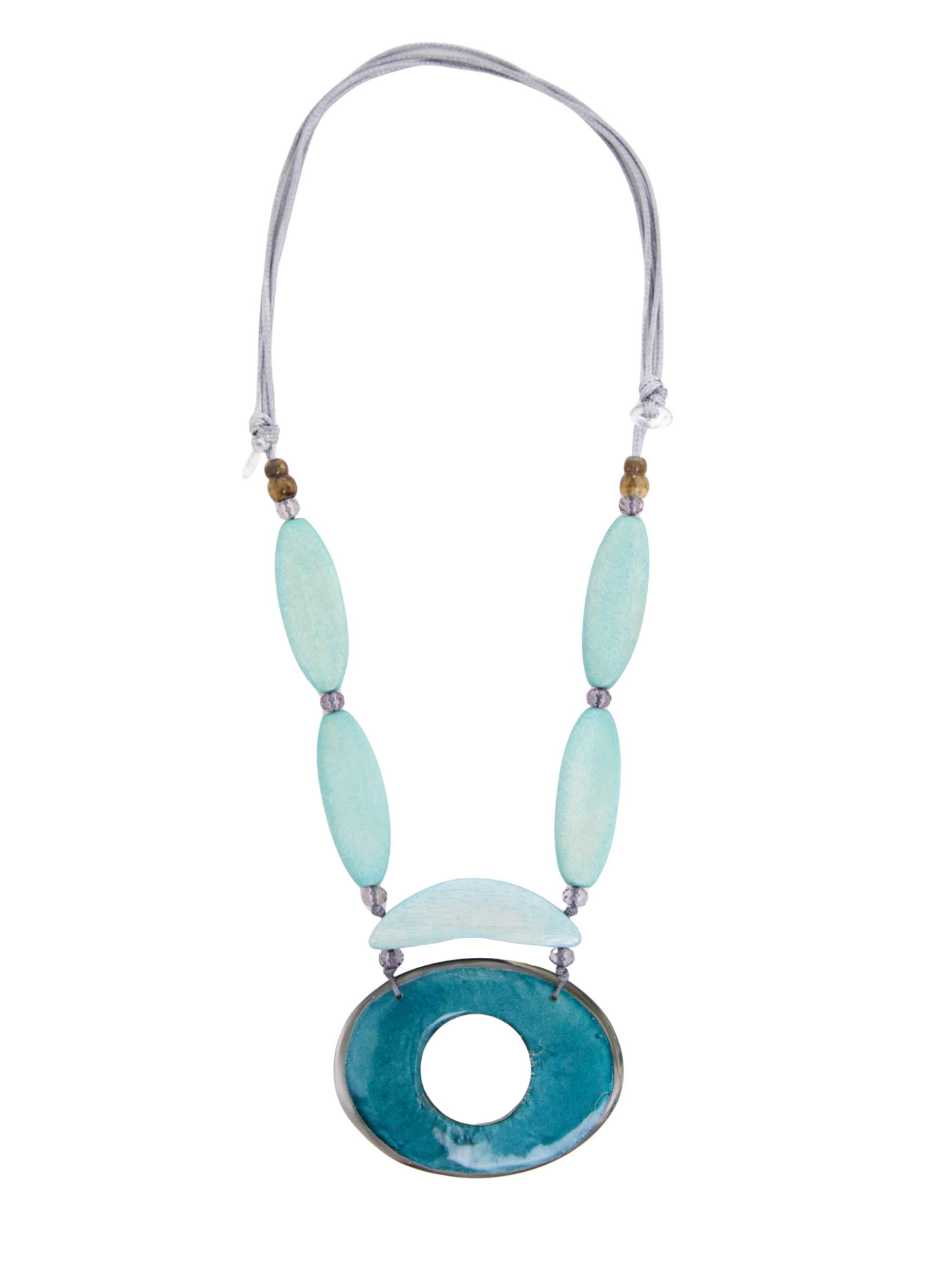 Naya NAS26 370 oblong stone oval necklace with statement oval pendant and adjustable cord.