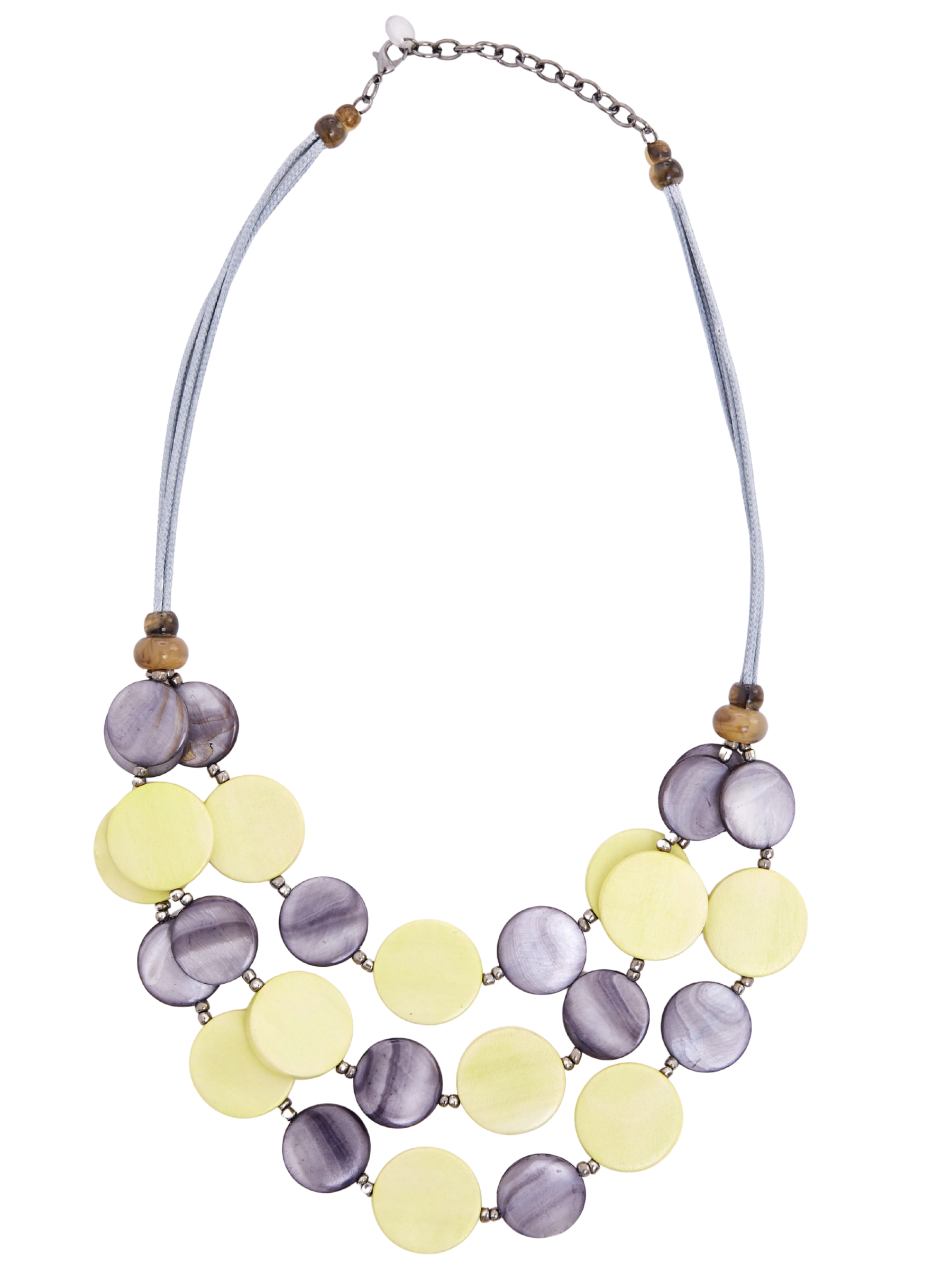 Naya NAS26 374 stone beaded disc necklace with layered circular beads and adjustable fastening.