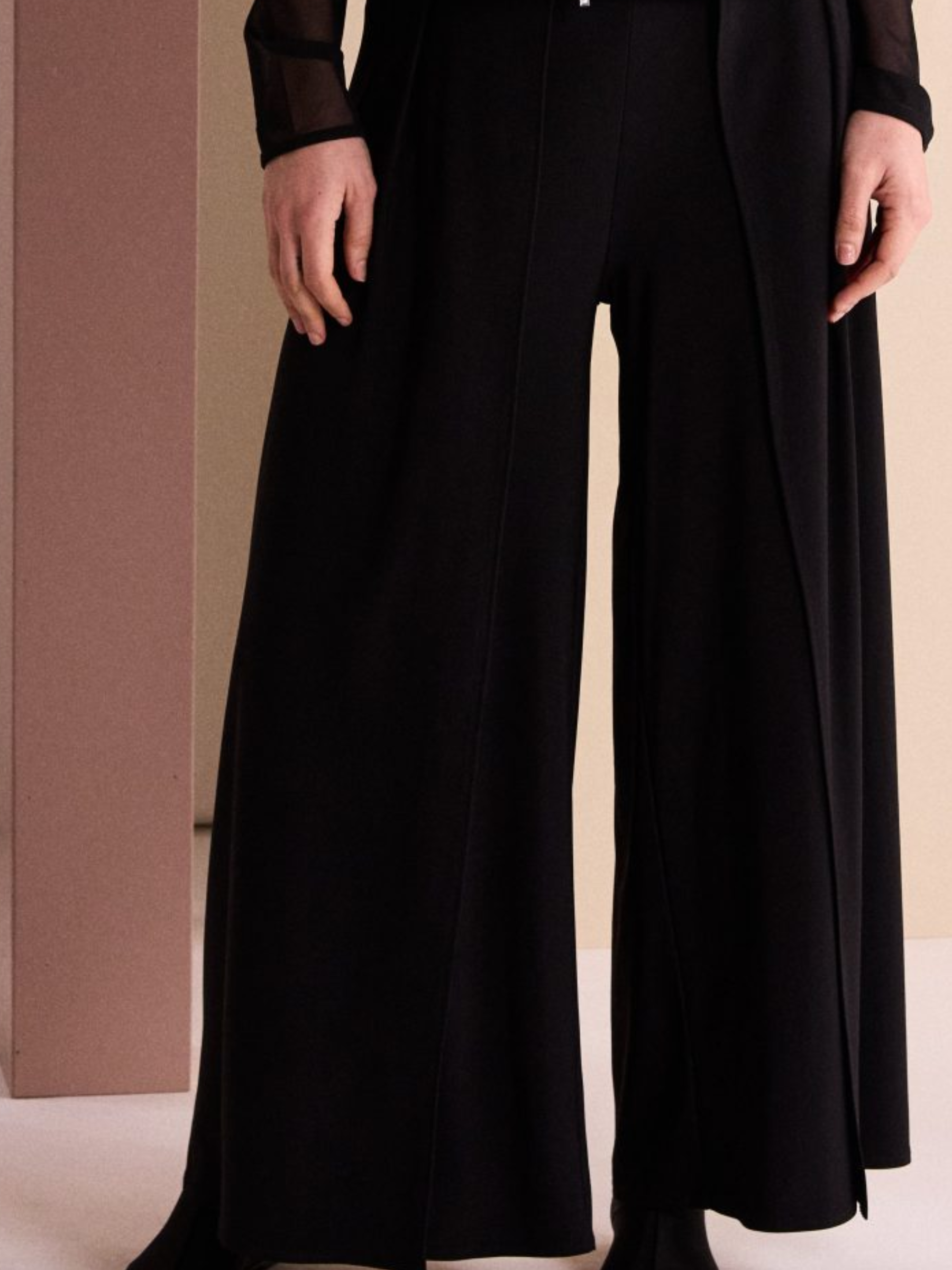 Naya NAW26 177 Jersey Overskirt With Trouser with wide-leg silhouette, overlay panels and pull-on waist