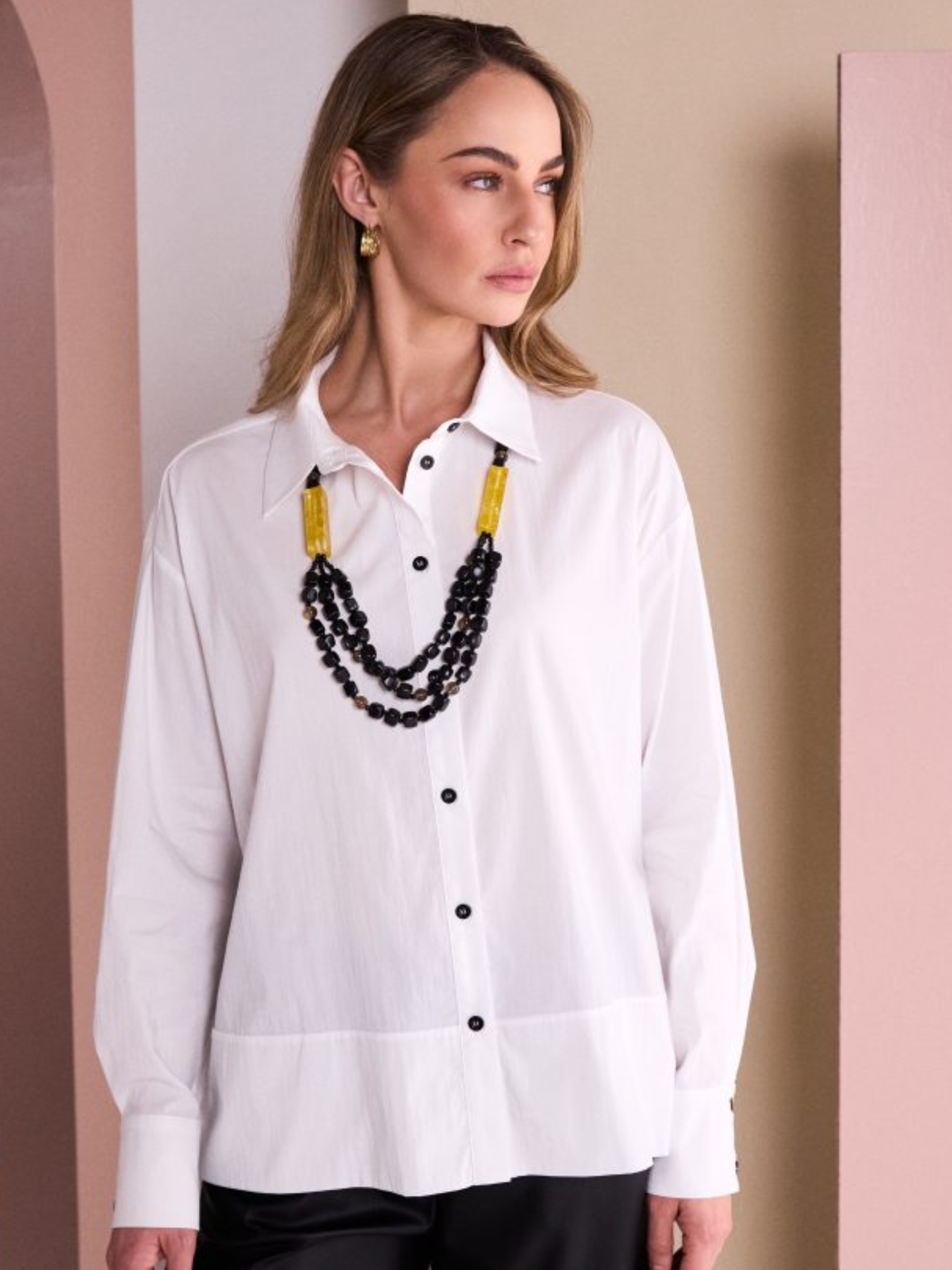 Naya NAW26 225 Placement Print Back Cotton Shirt with button front, relaxed fit and statement back print