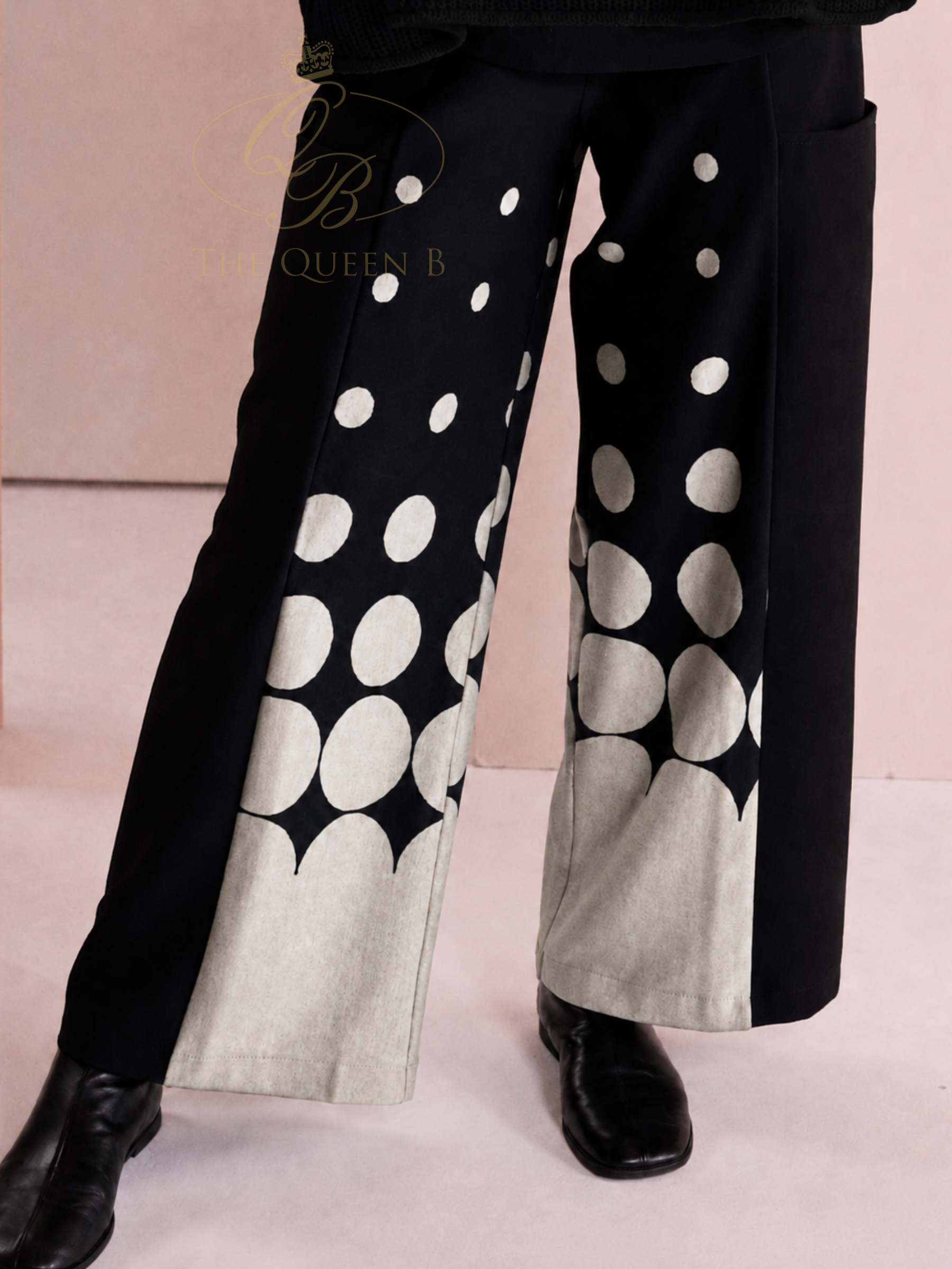 Naya NAW26 264 Spot Border Print Pull Up Trouser with wide-leg fit, pull-on waist and statement spot border print