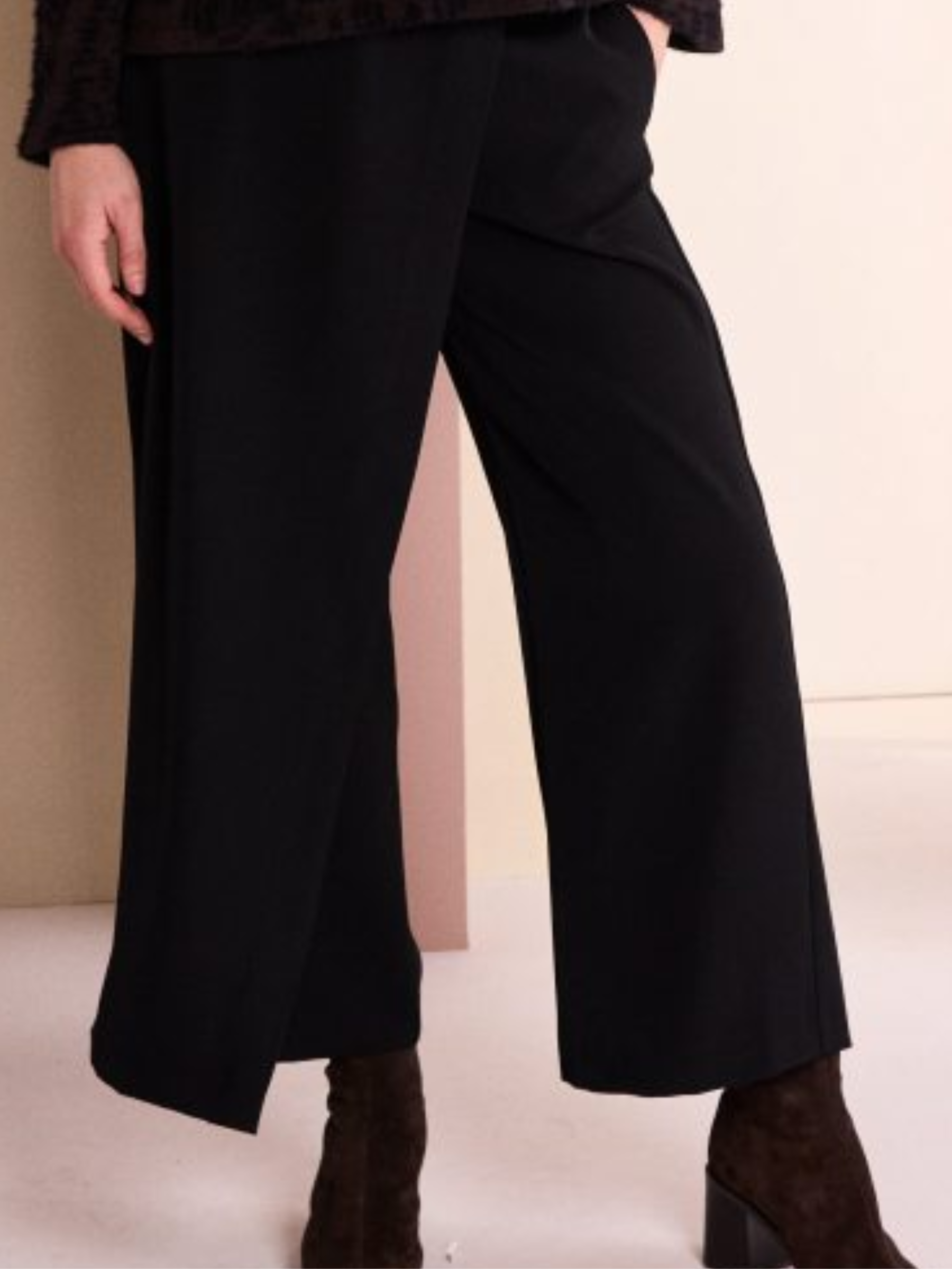 Naya NAW26 294 Wrap Front Trouser with wide leg silhouette and wrap front detail
