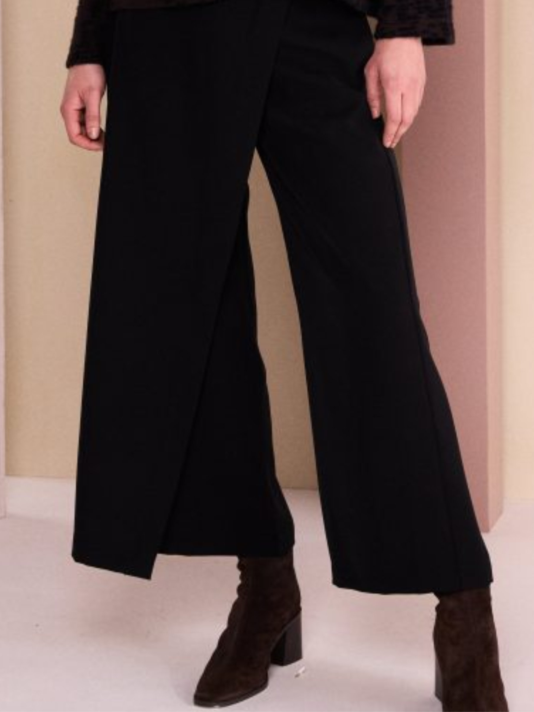 Naya NAW26 294 Wrap Front Trouser with wide leg silhouette and wrap front detail