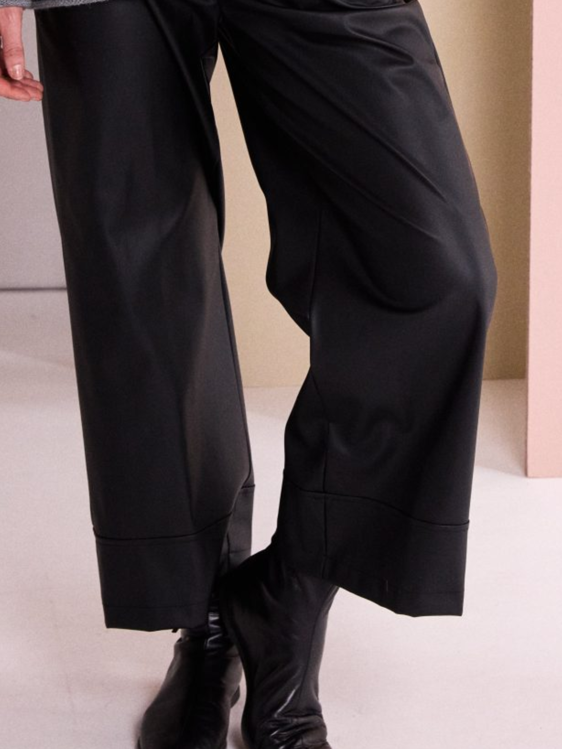 Naya NAW26 296 Leatherette Wide Leg Trouser with relaxed wide-leg silhouette and smooth leatherette finish