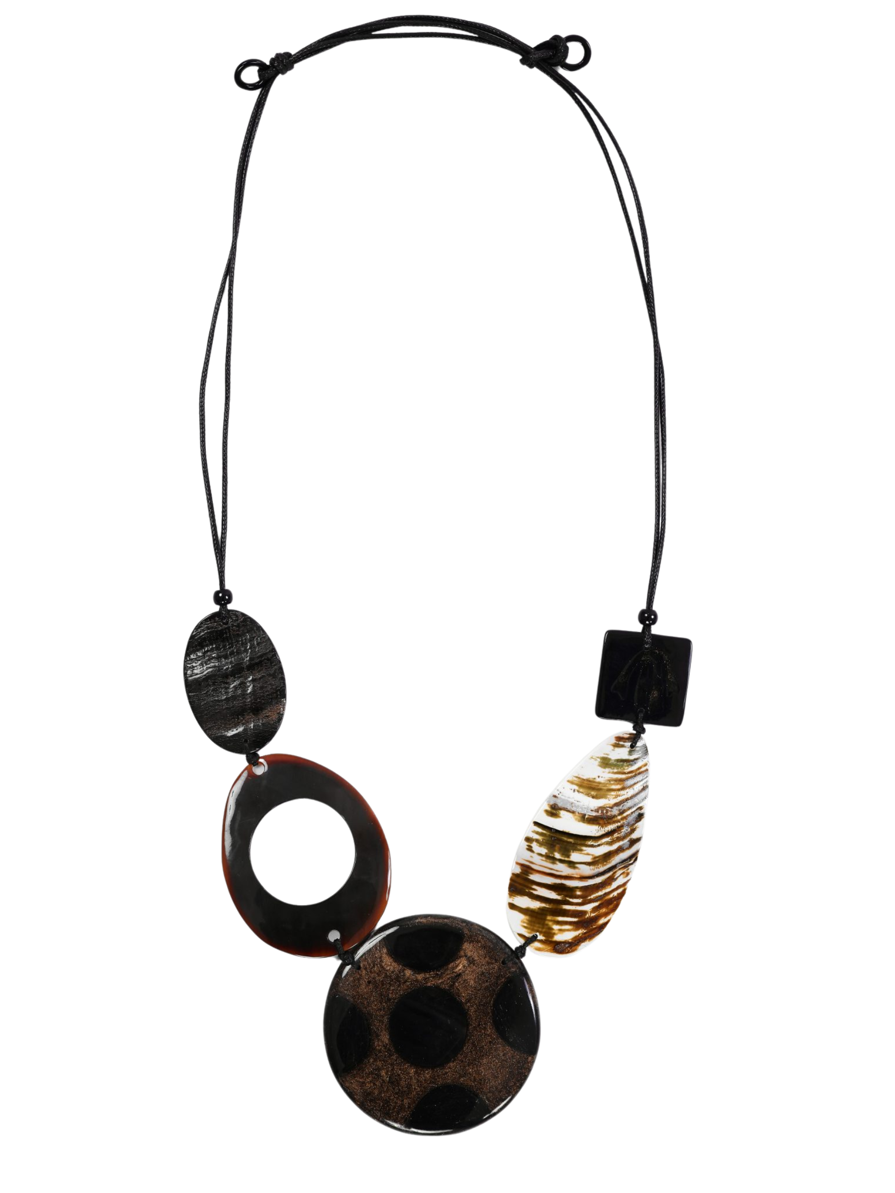 Naya NAW26 336 Spot Stone Necklace with adjustable cord and mixed abstract pendant shapes
