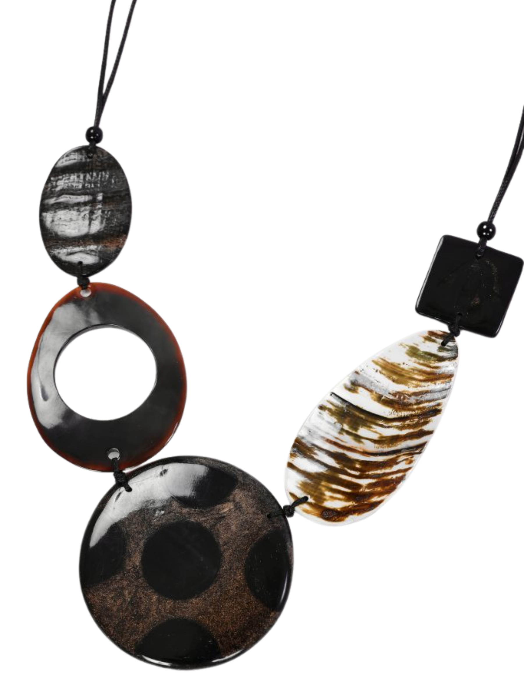 Naya NAW26 336 Spot Stone Necklace with adjustable cord and mixed abstract pendant shapes