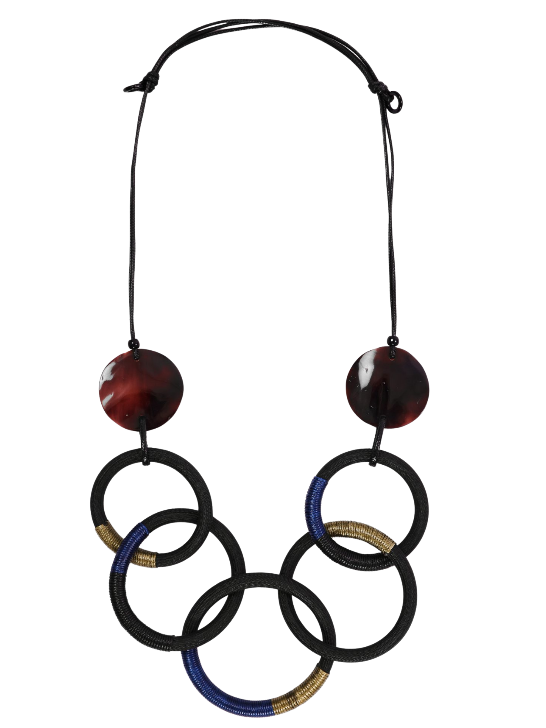 Naya NAW26 343 Animal Loop Necklace with adjustable cord, disc pendants and layered loop detail