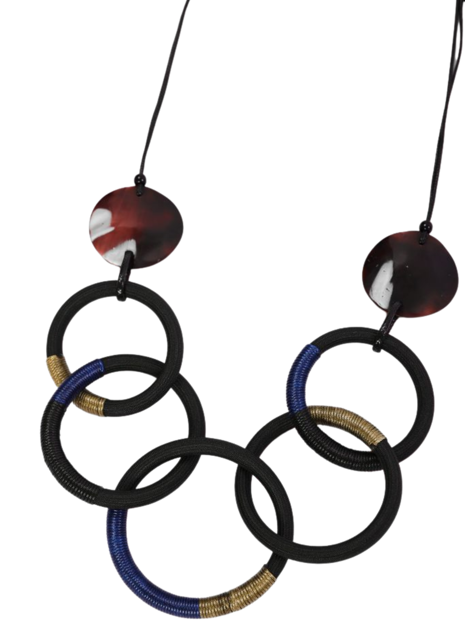 Naya NAW26 343 Animal Loop Necklace with adjustable cord, disc pendants and layered loop detail