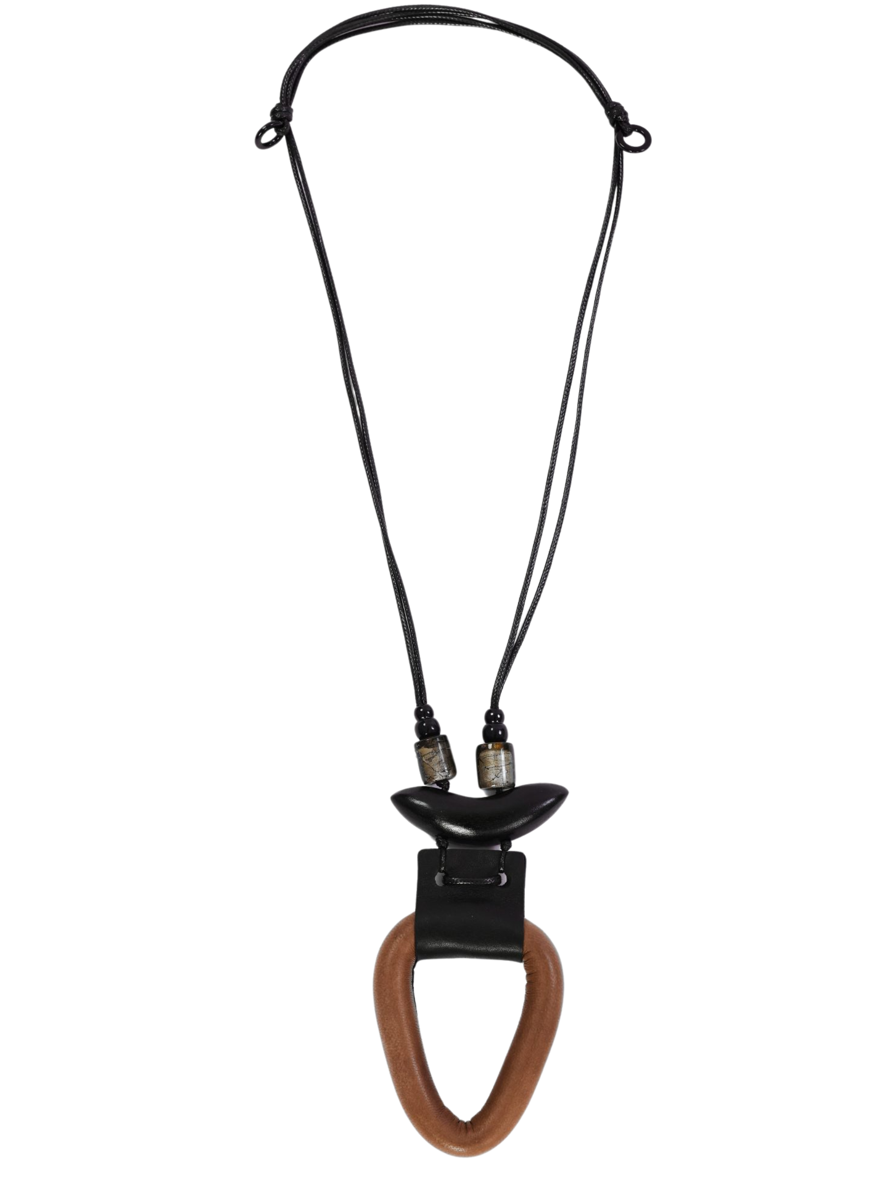 Naya NAW26 346 Triangle Necklace with adjustable cord, mixed shaped accents and bold triangle-style pendant