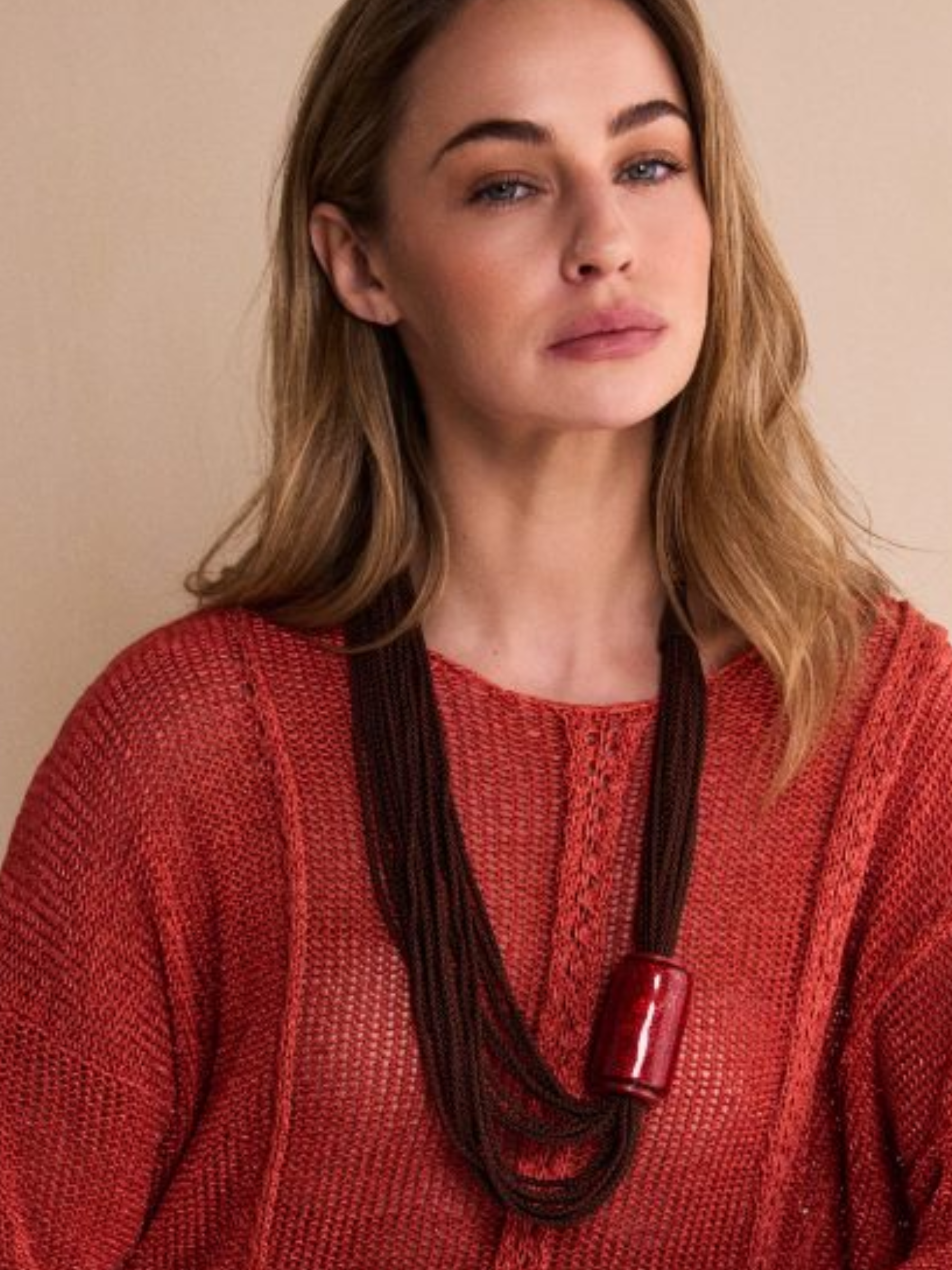 Naya NAW26 351 Corded Necklace with multi-strand cord design and statement barrel pendant