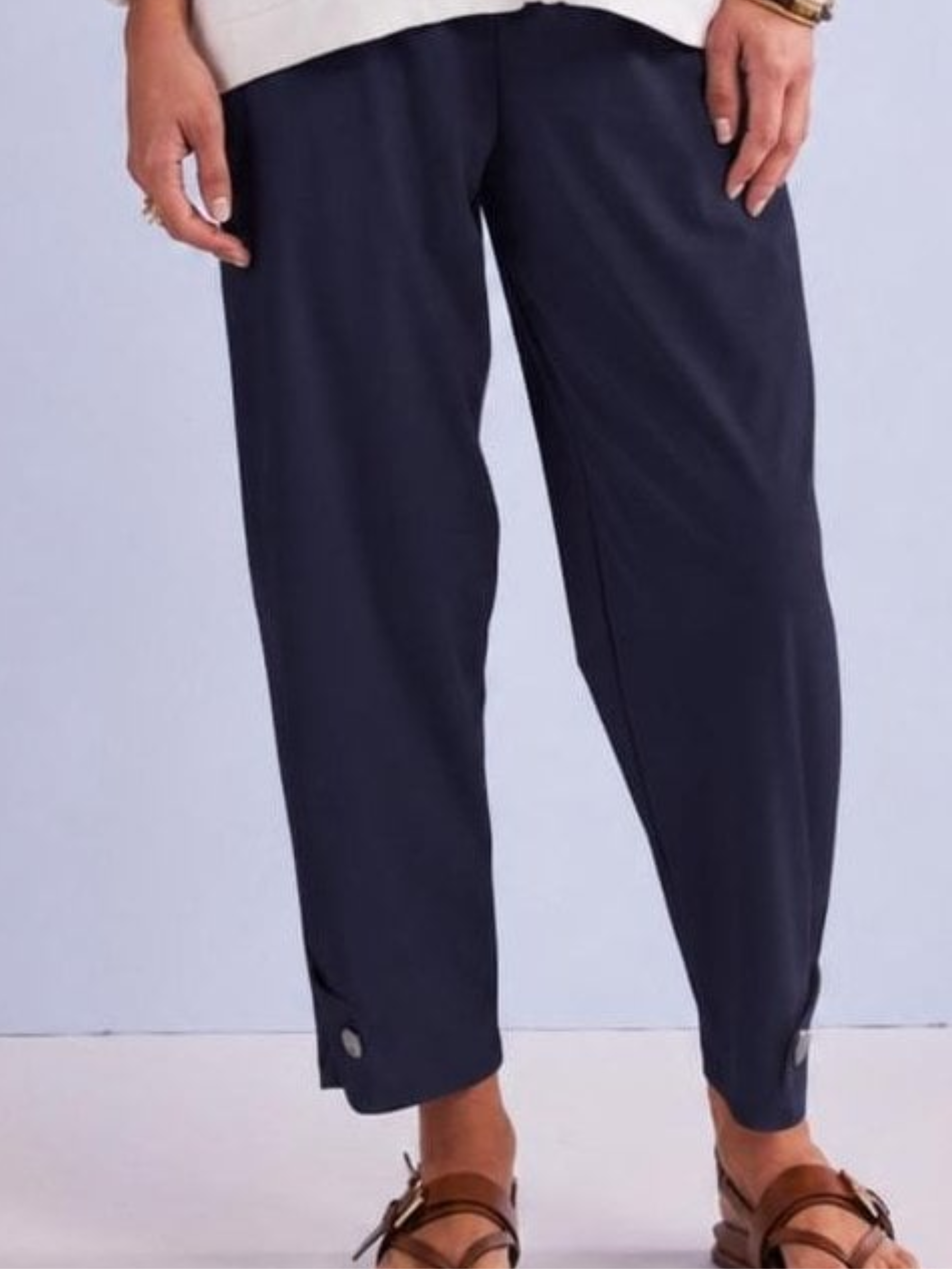 Naya NPA26 179 Slim Leg Trouser with ankle-grazing length, smooth stretch fabric and button cuff hem