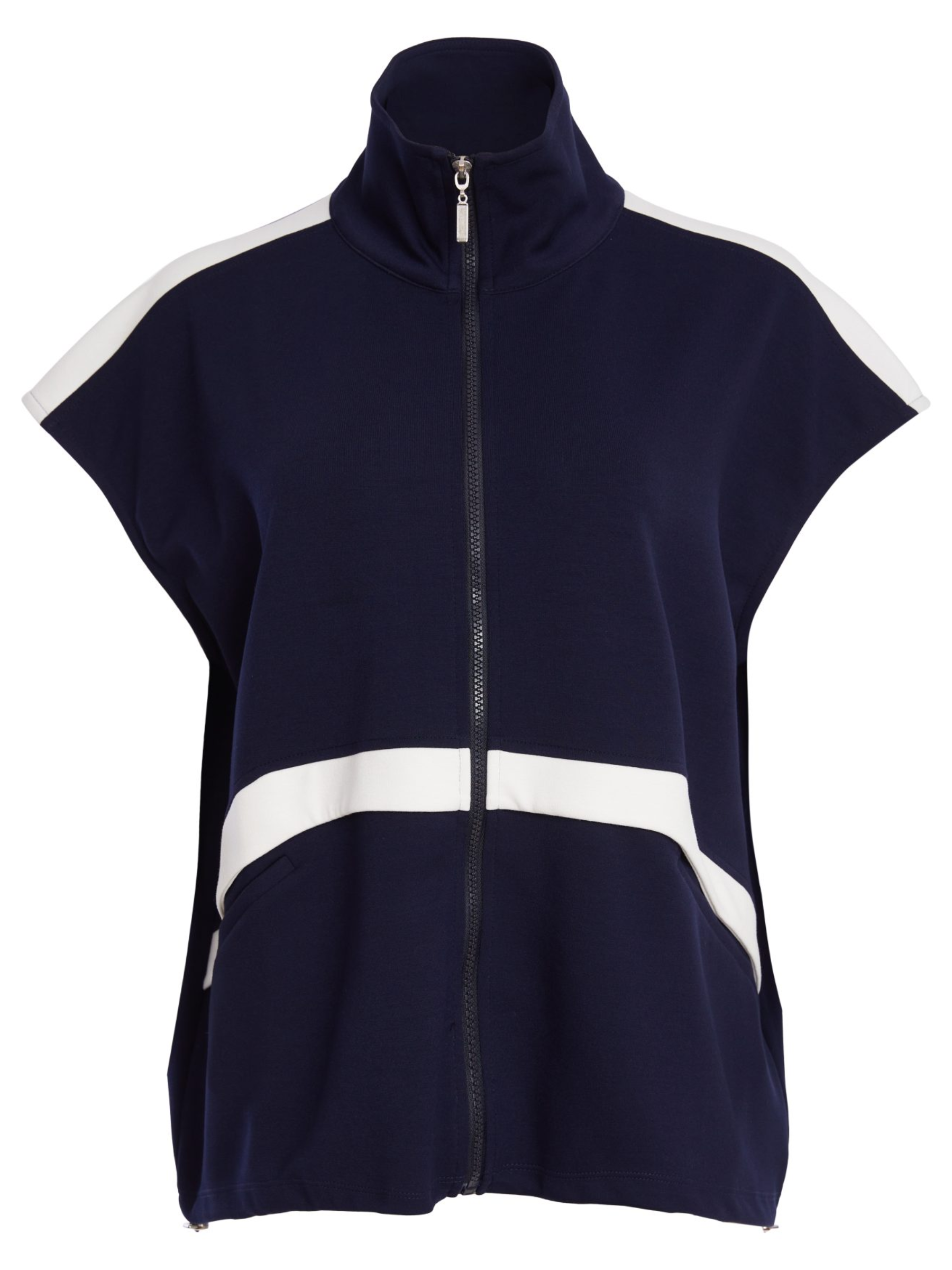Naya NPA26 195 High Neck Zip Top with zip front, high neckline, short sleeves and contrast panel detail