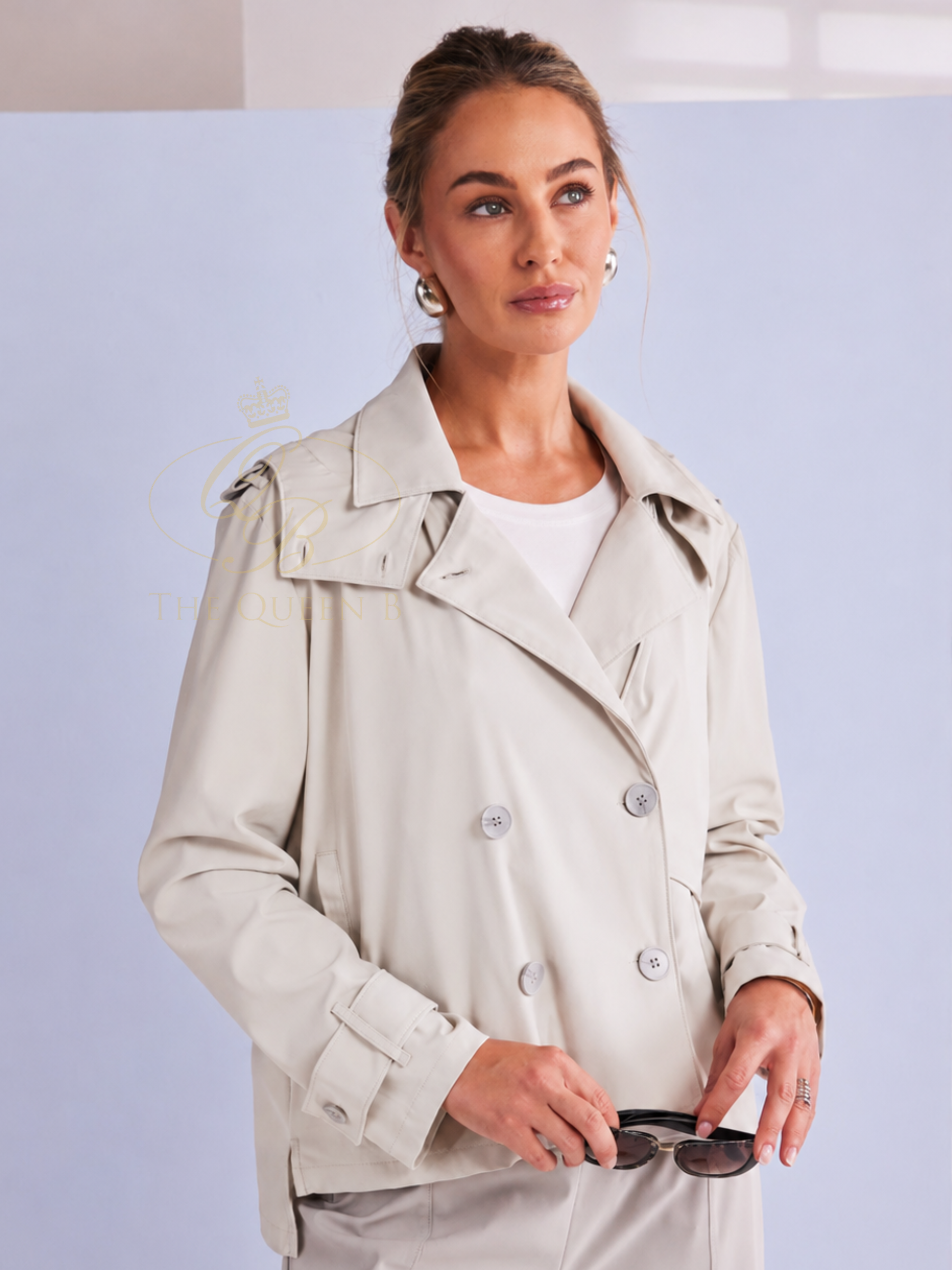 Naya NPA26 197 Hooded Jacket with collared neckline, button front, hood detail and long sleeves