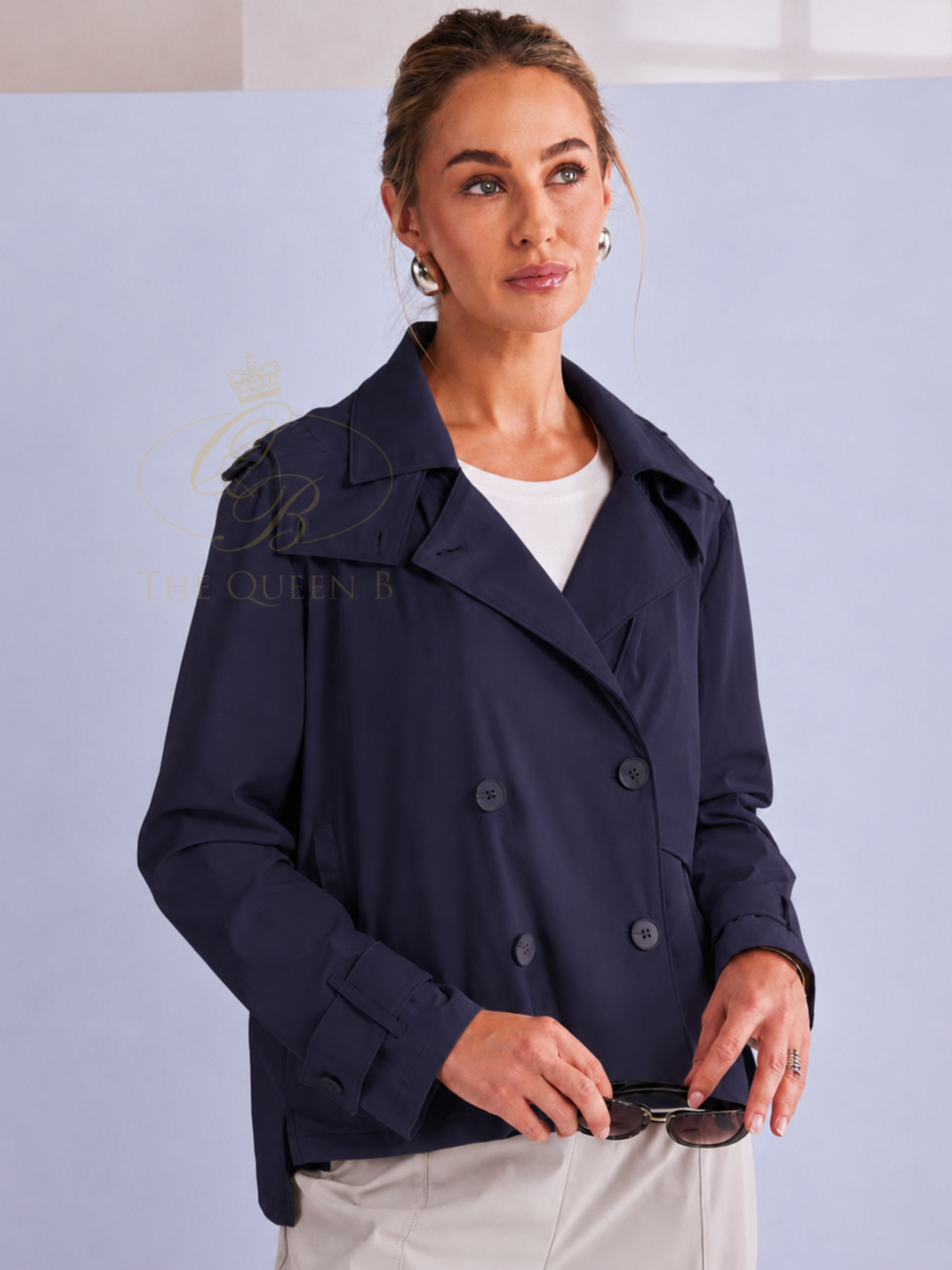 Naya NPA26 197 Hooded Jacket with collared neckline, button front, hood detail and long sleeves