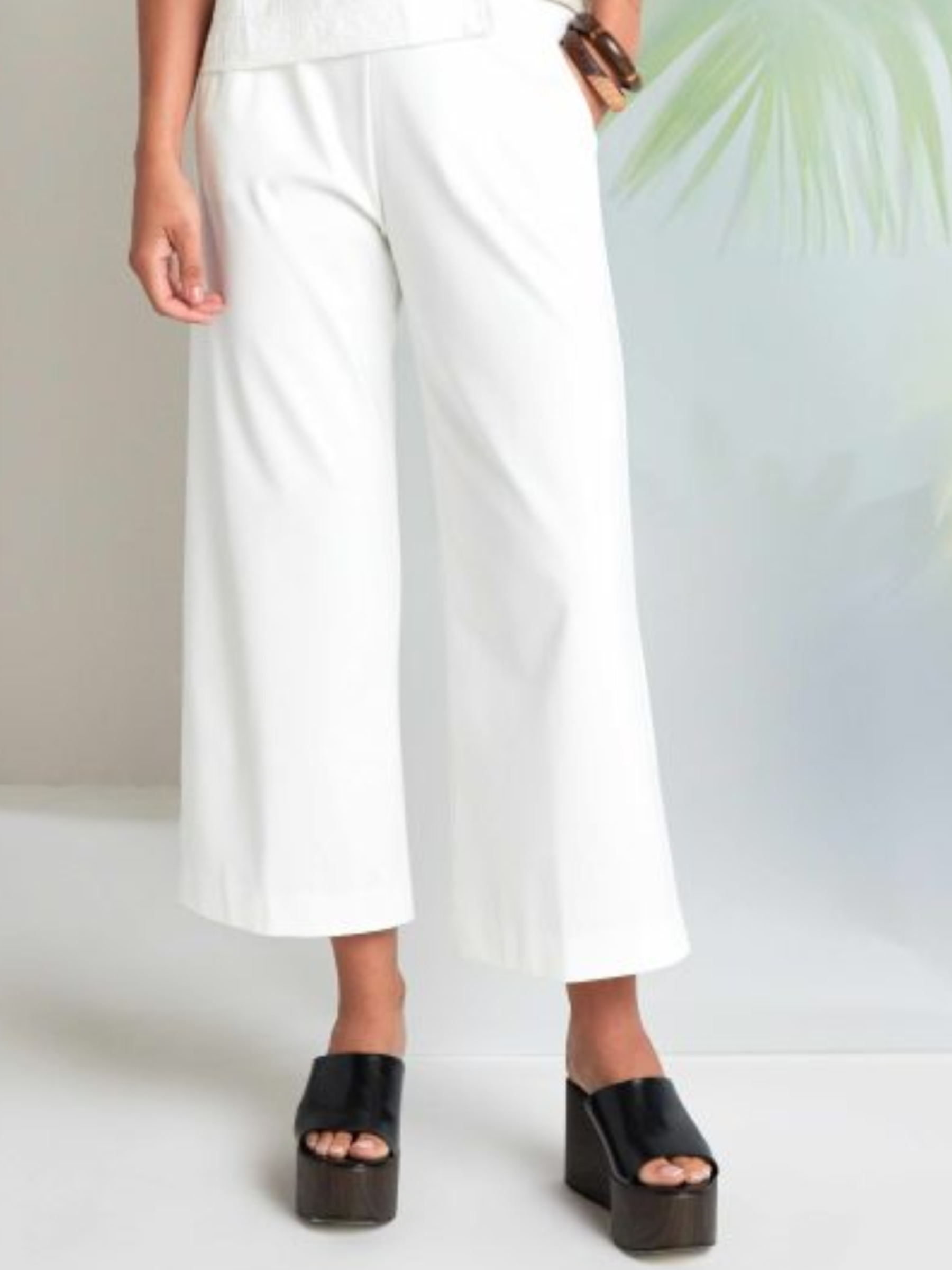 Naya NPA26 237 wide leg soft pull up trousers with relaxed fit and modern silhouette.