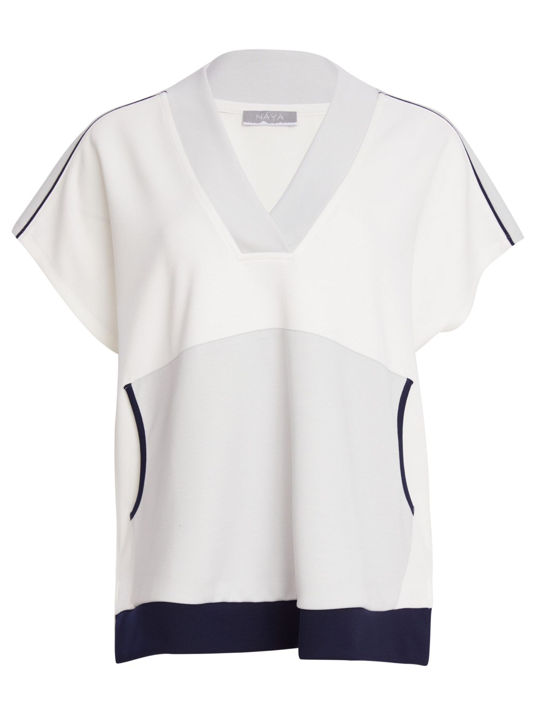 Naya NPA26 249 V-Neck Top with V-neckline, short sleeves, contrast trim and front pocket detail