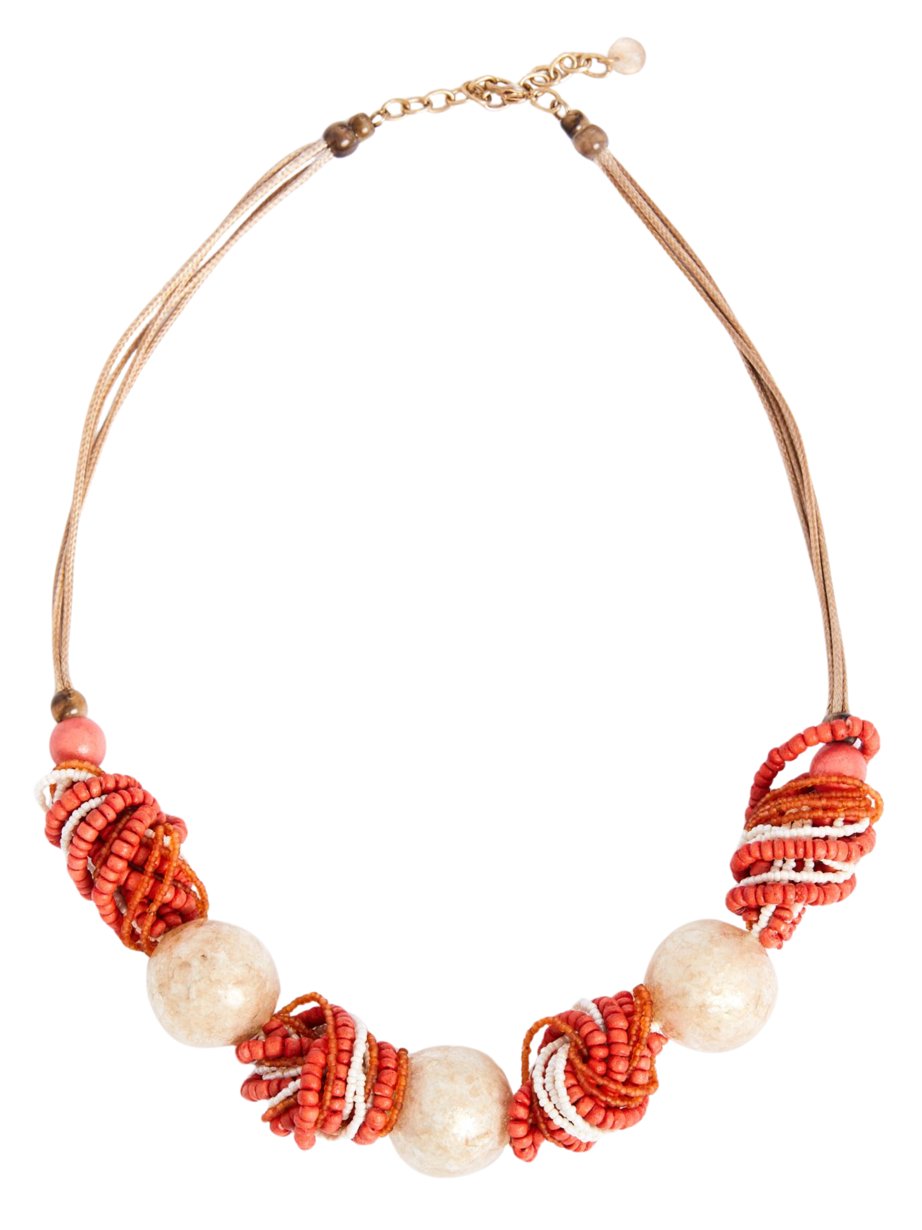 Naya NPA26 365 Beaded Knot Necklace with multi-cord design, oversized beads and textured knot detail