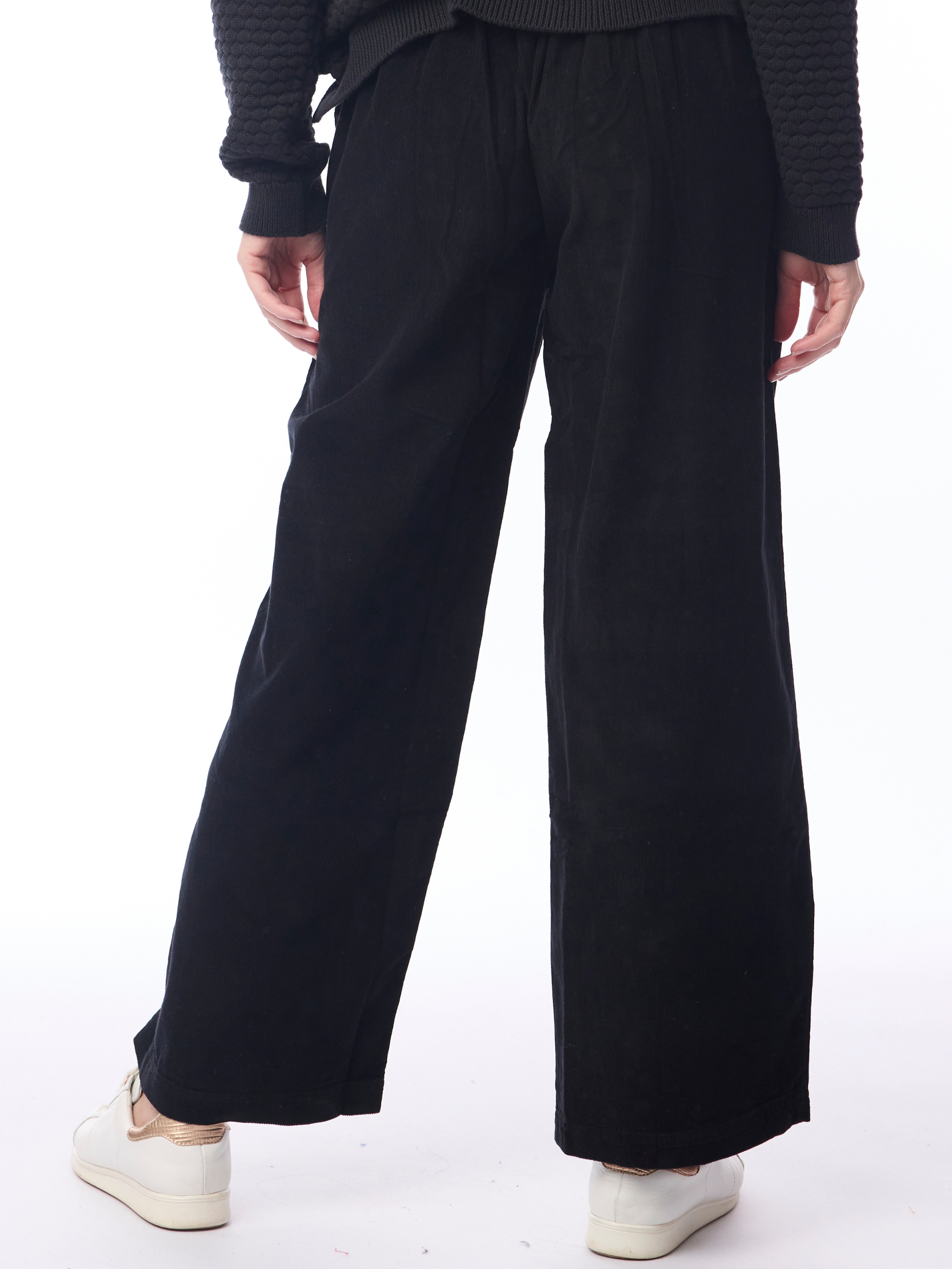 Orientique 2697 Cord Solid Wide Leg Pant with tie waist, full-length leg and soft textured finish