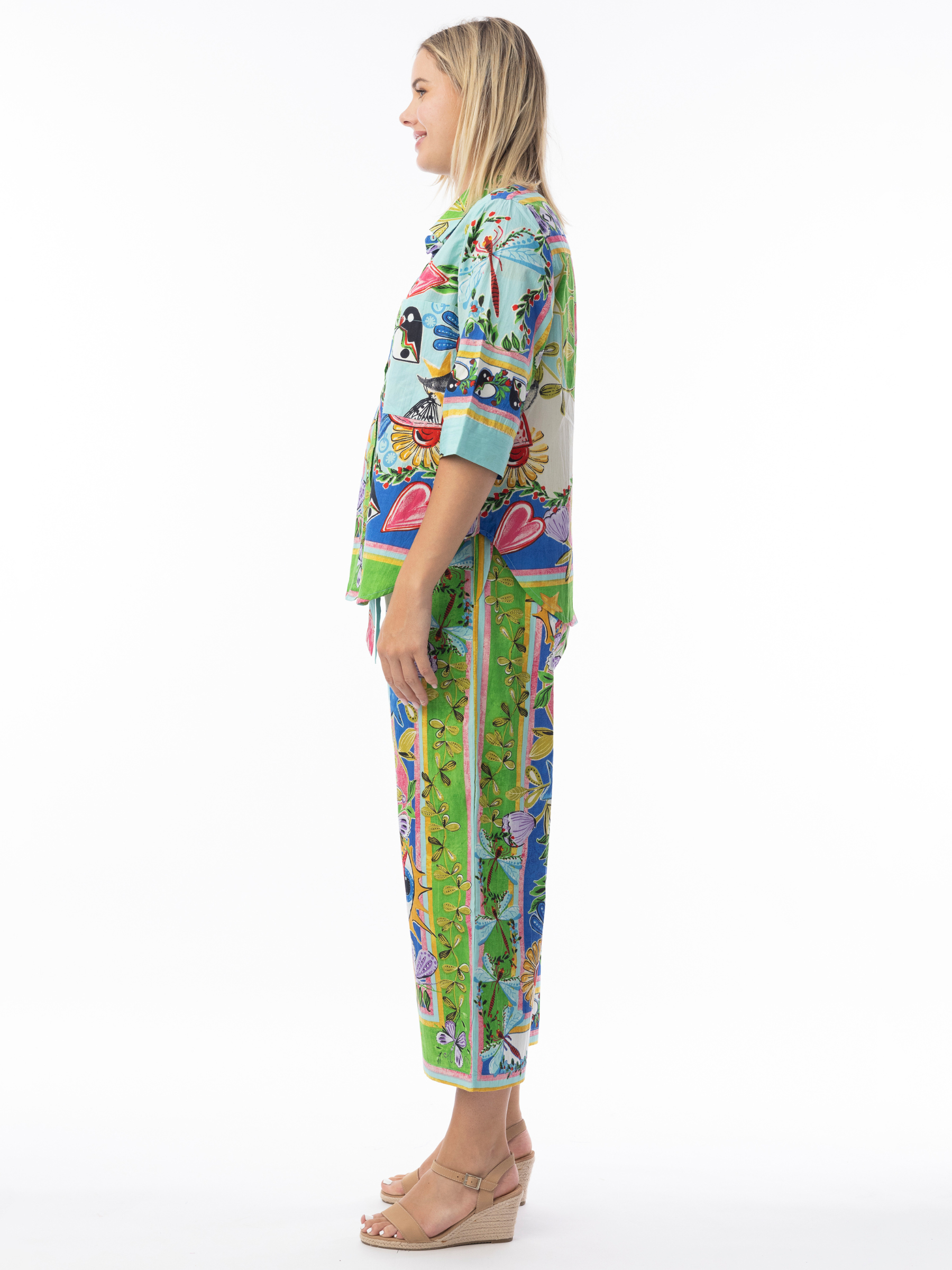 Orientique 4651 Sante Fe Pants wide-leg printed trousers with relaxed fit and bold patchwork-inspired design.