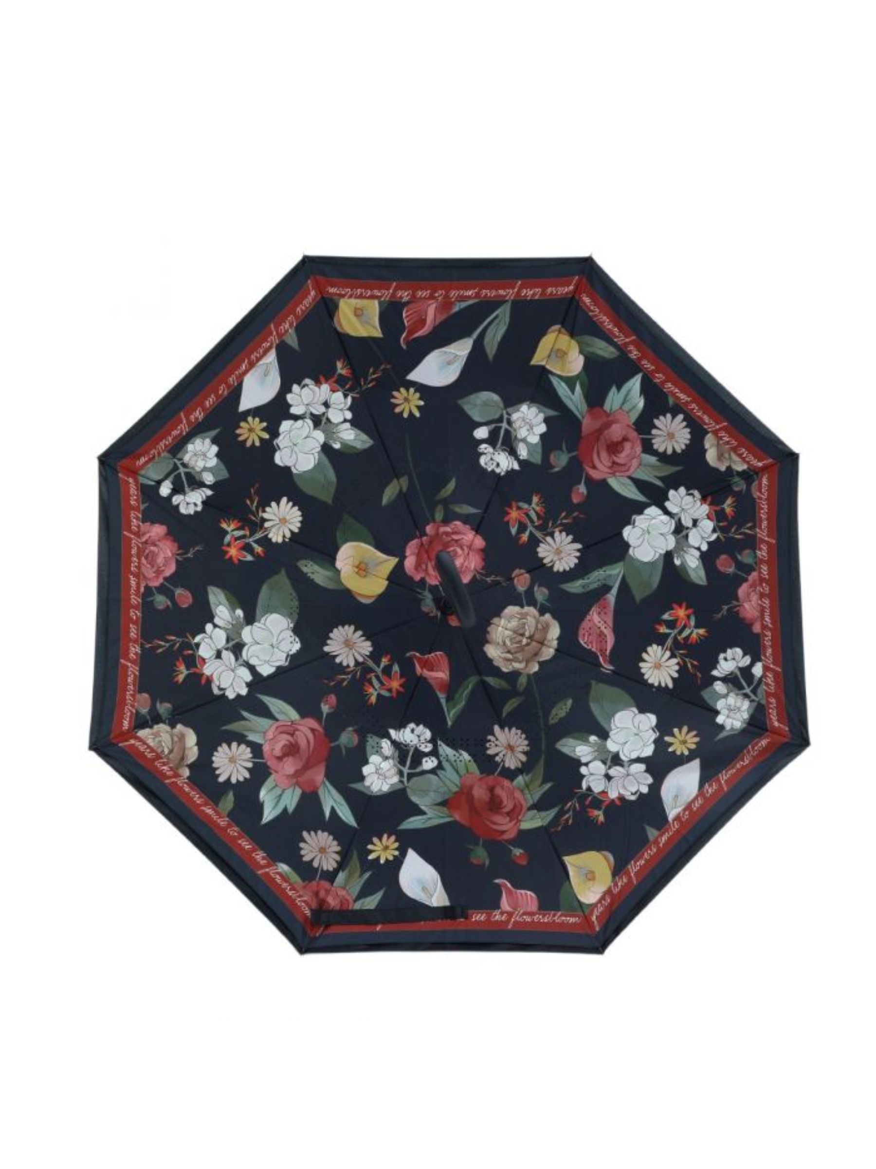 PCHA Reversible Umbrella with reverse-fold design, shown in Vintage Rose Garden, Leopard Print, Symphony Floral and Butterfly patterns - a stylish and practical rainy-day accessory