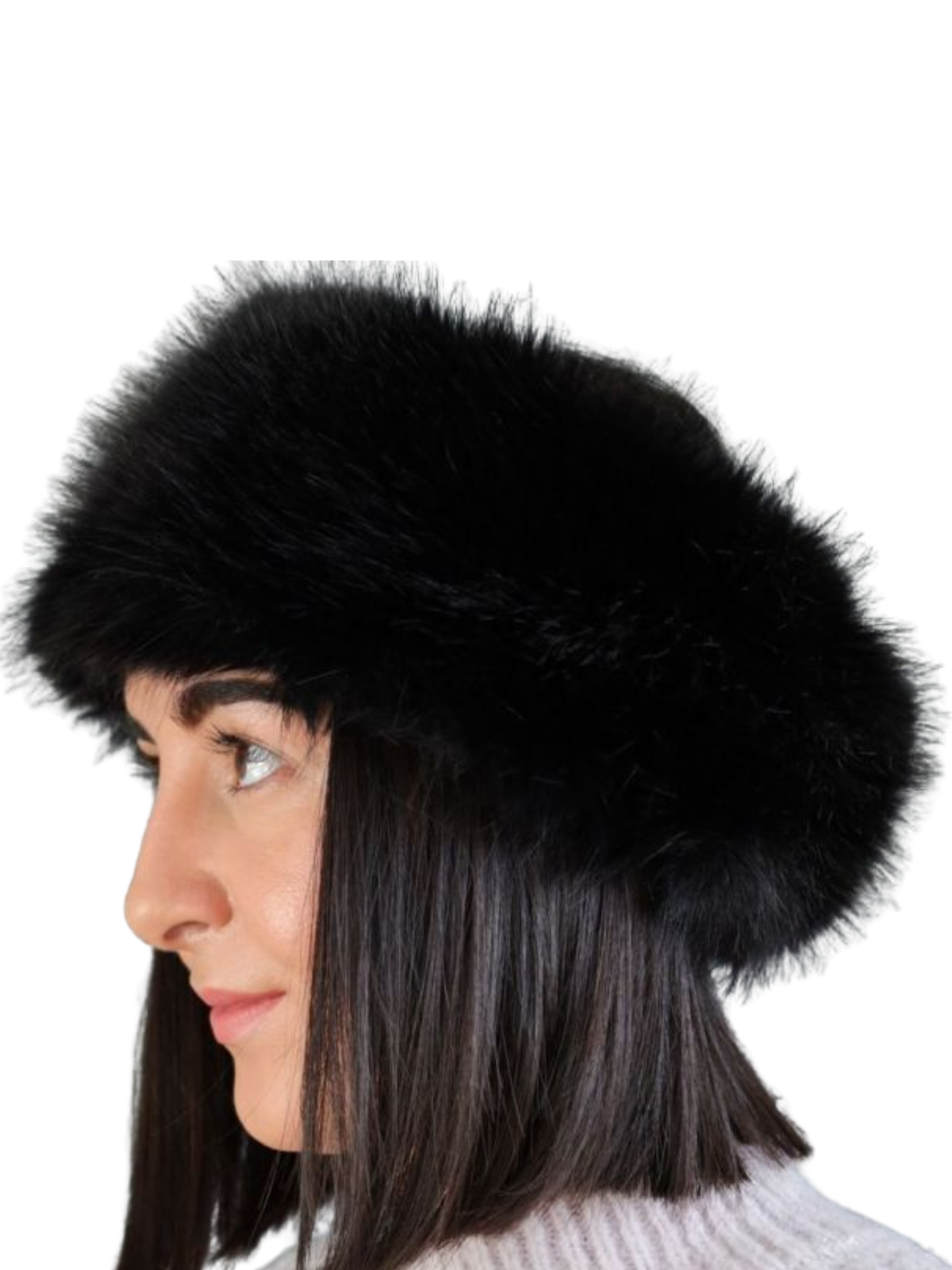 PCHA SD125 Black Faux Fur Headband featuring plush black faux fur - a luxury winter accessory perfect for stylish cold-weather outfits and boutique seasonal fashion.