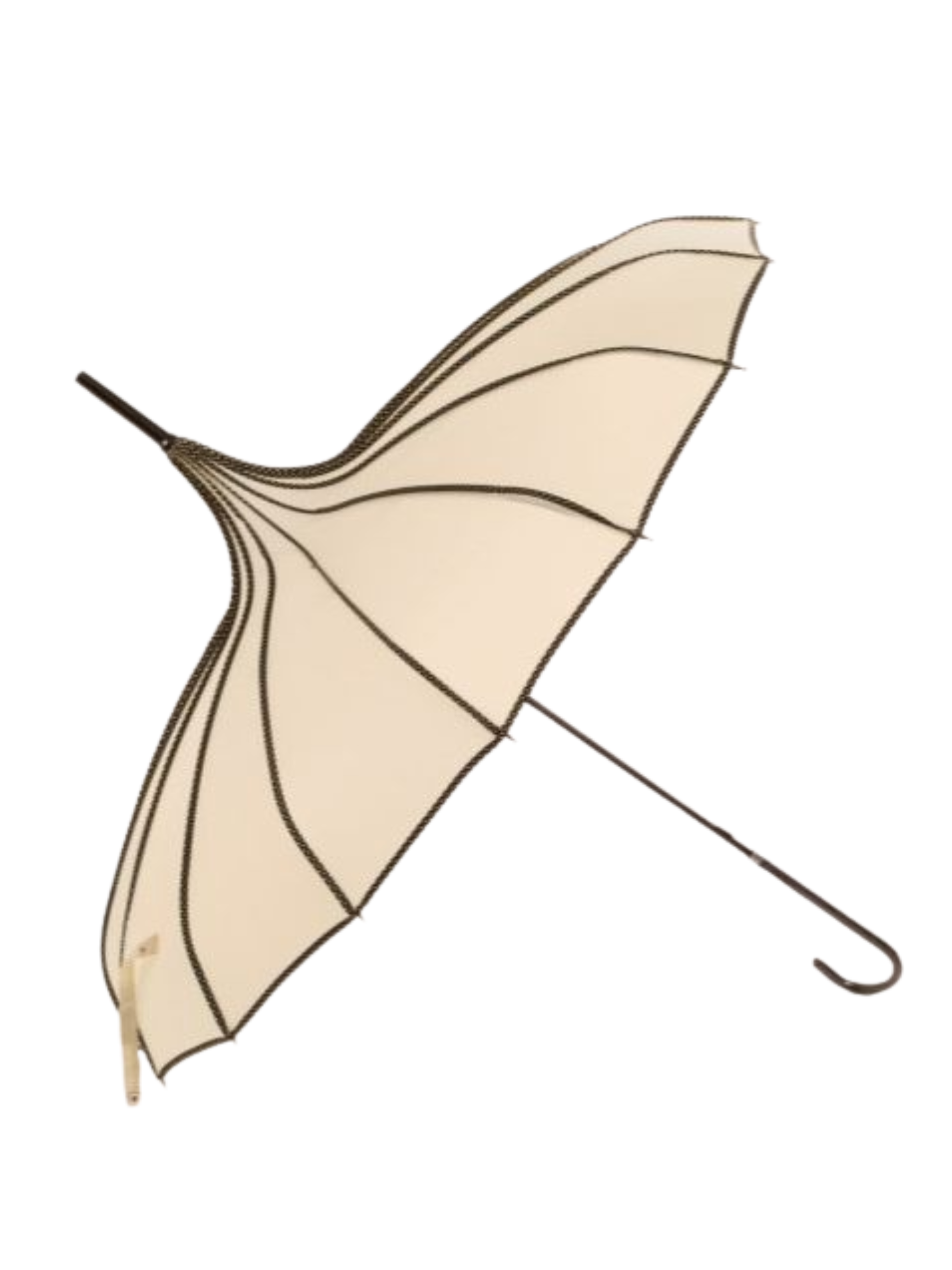 PCHA TW014 Cream & Black Trim Umbrella – elegant cream umbrella with black trim and sculpted canopy, perfect for stylish everyday and occasion use.