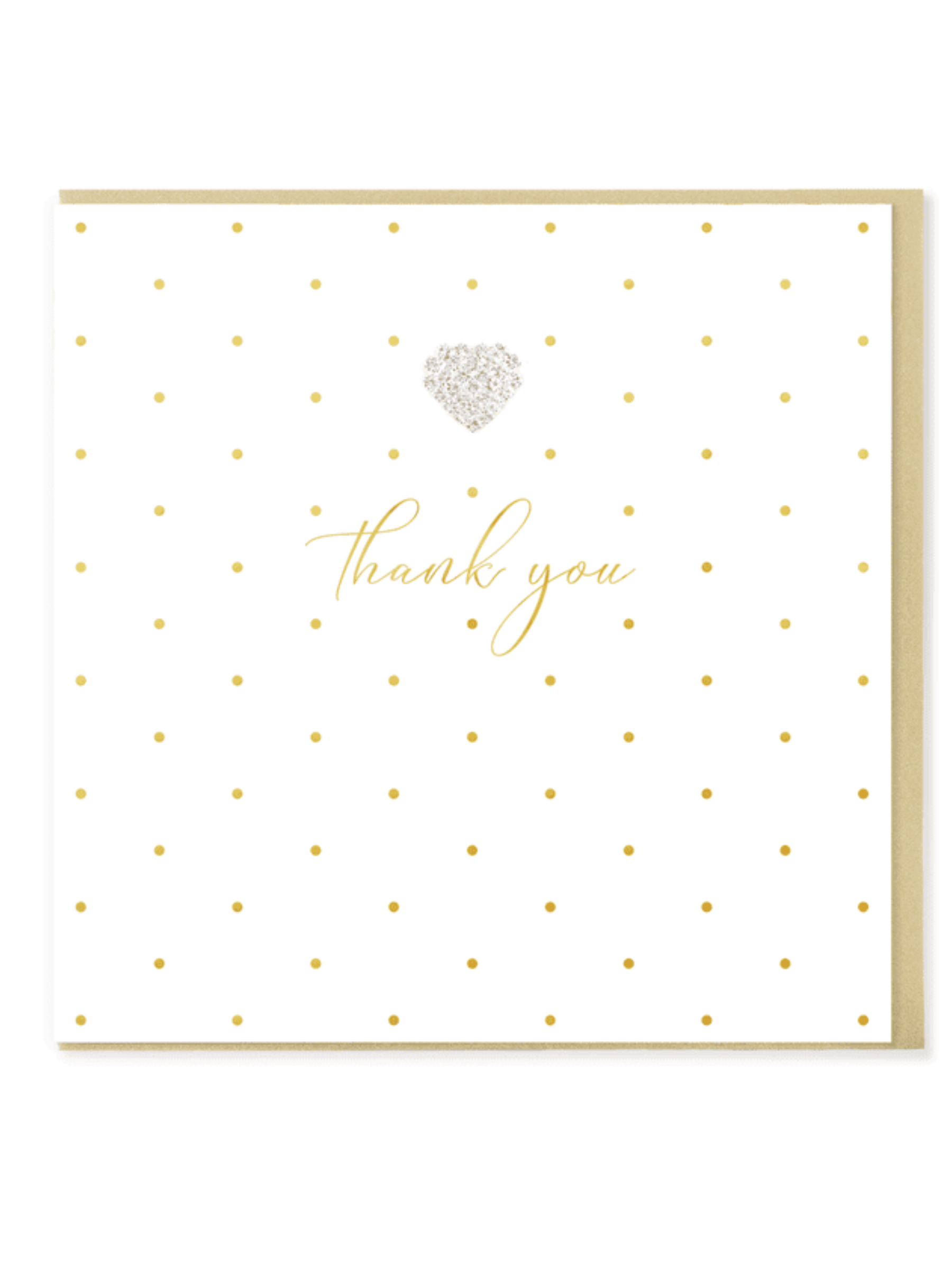 QB25 MD49 Thank You Card – luxury hand-finished thank you card with gold foil sentiment and diamanté heart jewel. Perfect for sending elegant, heartfelt thanks for any occasion.