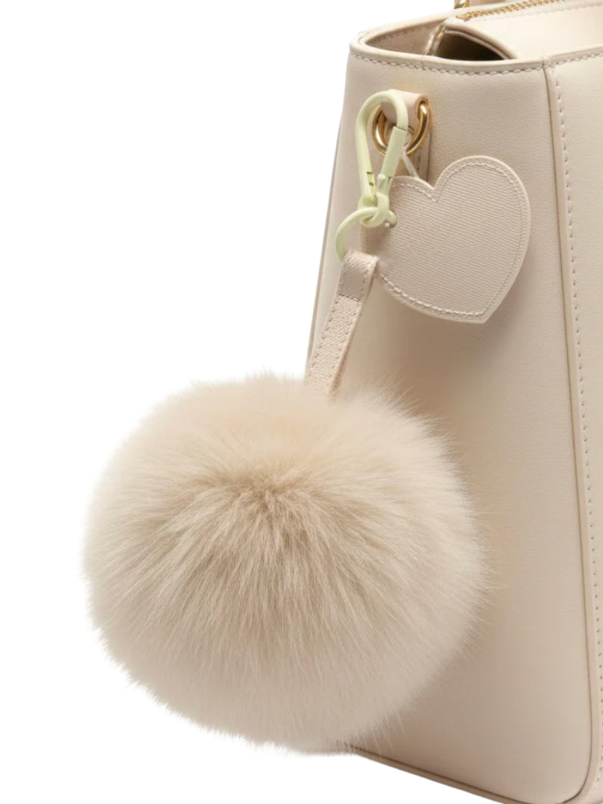 QBAW26 CW Emma Pom Pom Key Chain with soft fluffy pom pom and loop attachment.