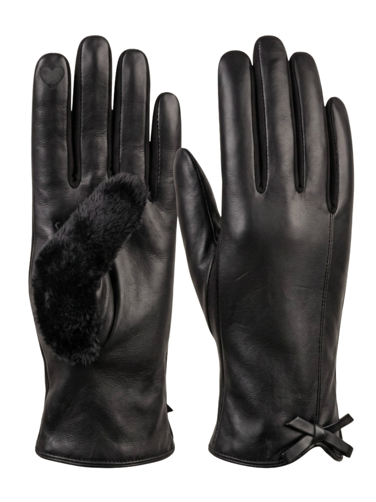 QBAW26 CW Willow Bow Detailed Gloves with bow wrist detail, contrast textured panels and embroidered heart accent.