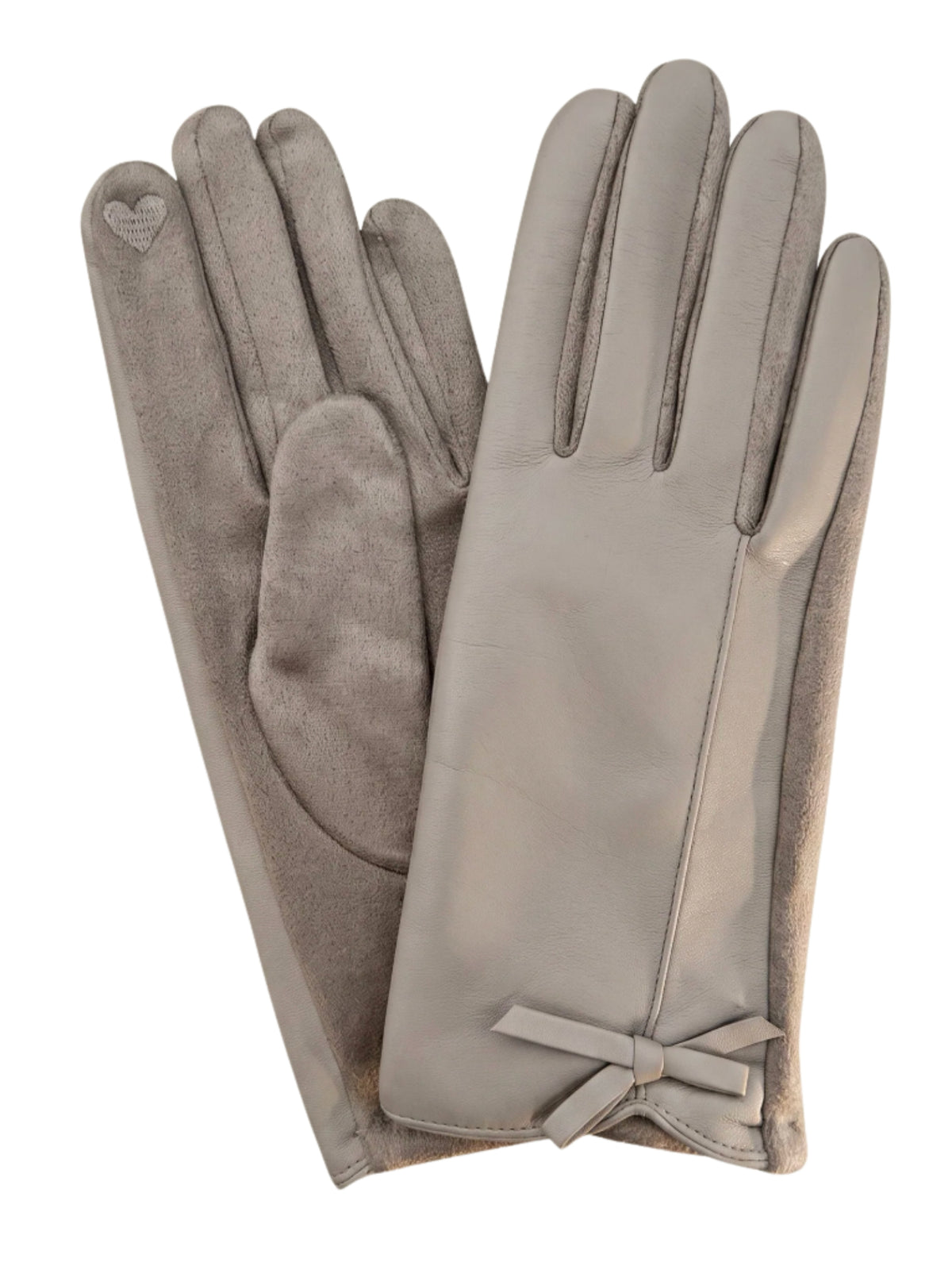 QBAW26 CW Willow Bow Detailed Gloves with bow wrist detail, contrast textured panels and embroidered heart accent.